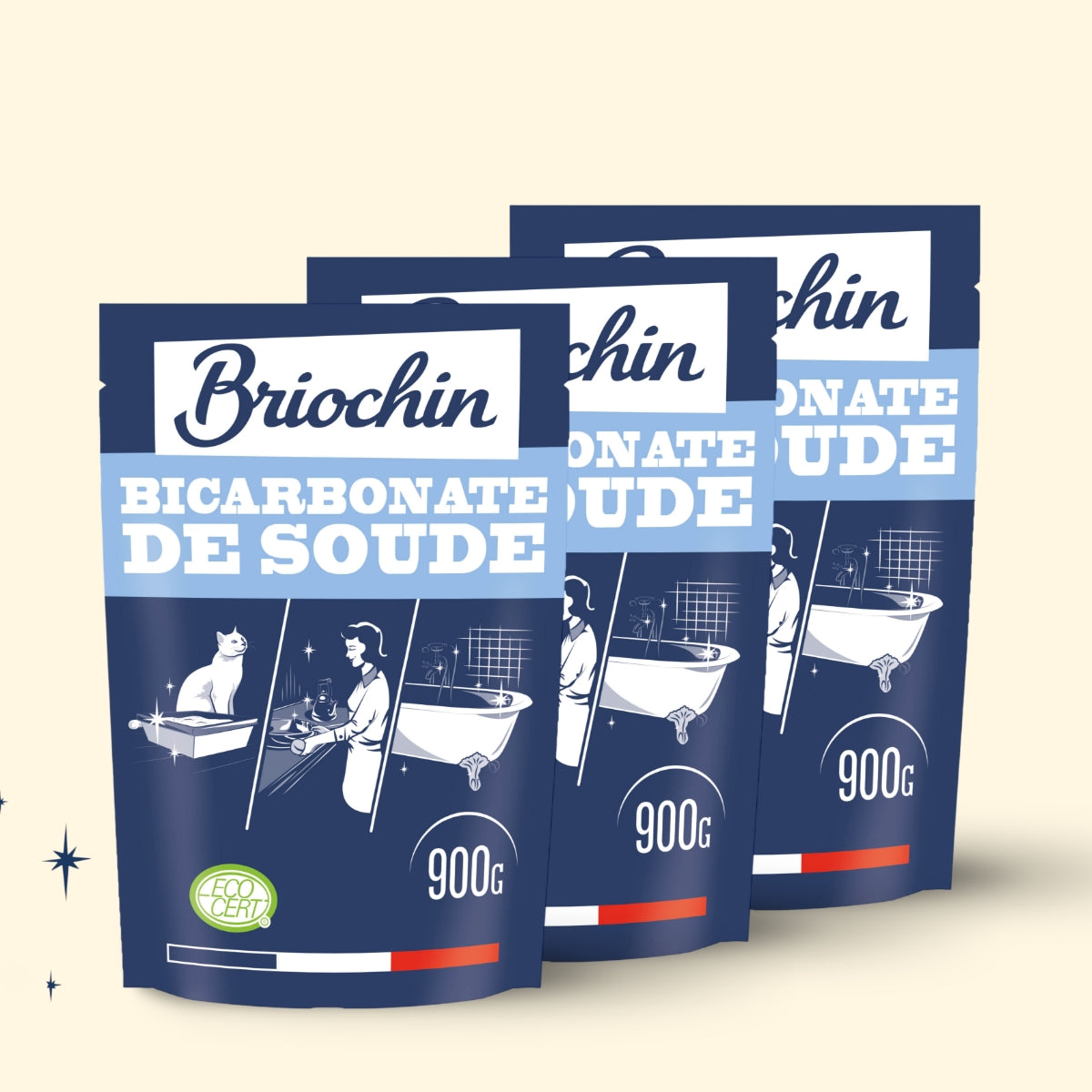 Lot de 3 bicarbonate de soude 900g