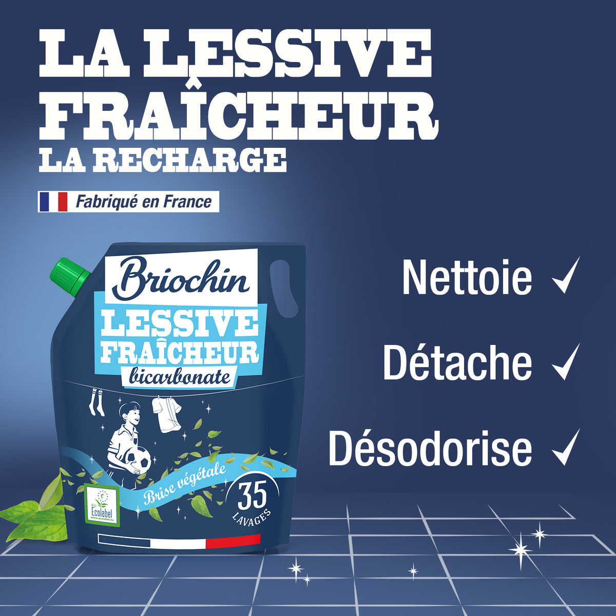 Lot de 3 recharges de lessives fraicheur au bicarbonate