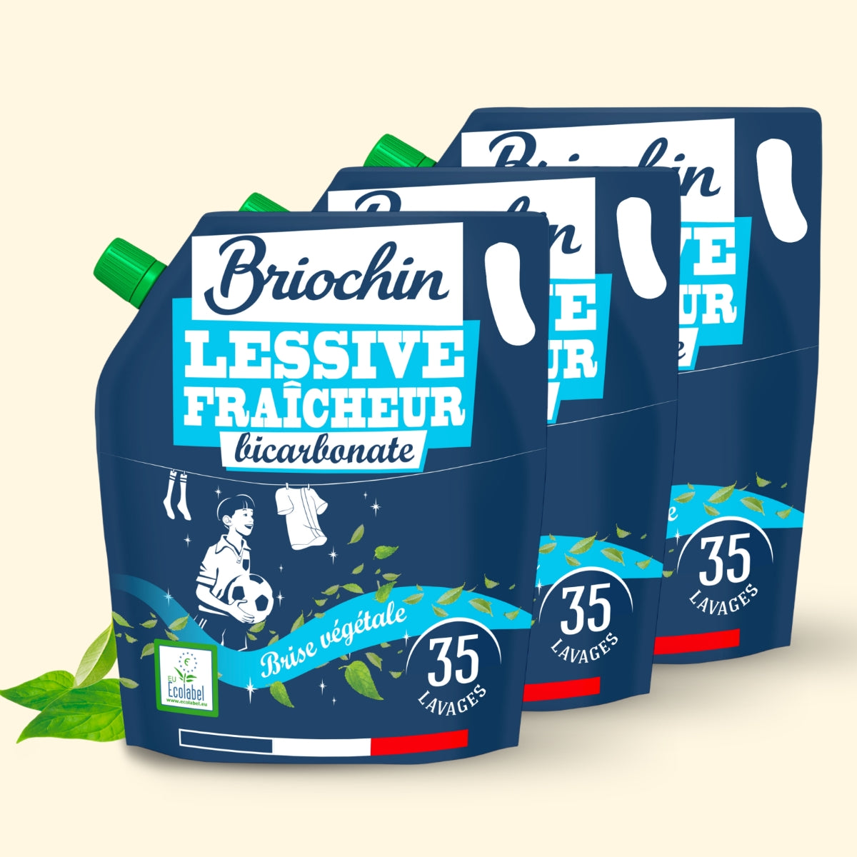 Lot de 3 recharges de lessives fraicheur au bicarbonate