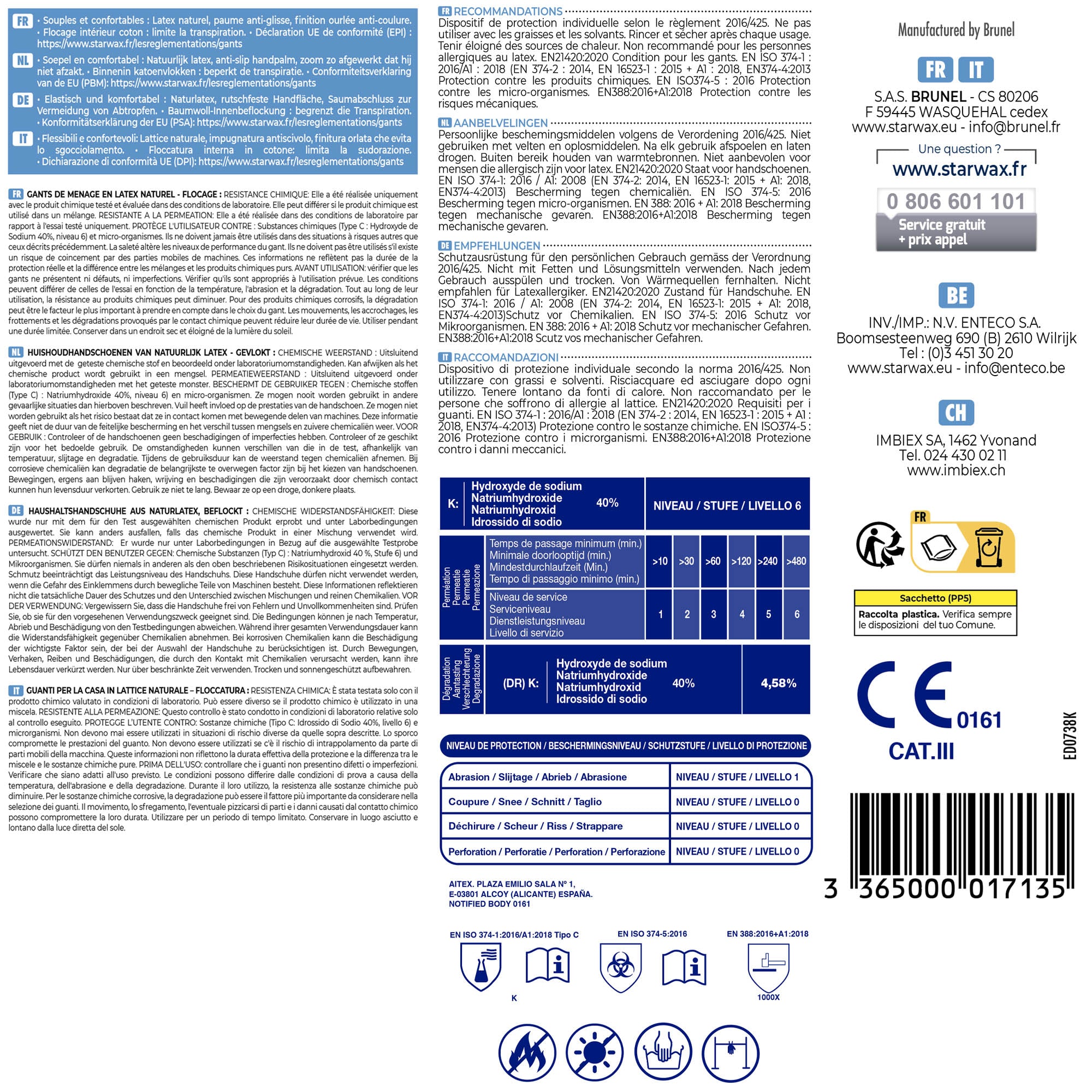 STARWAX - Gants DE MENAGE X1 S