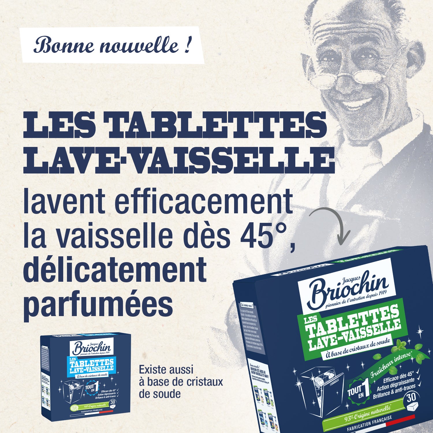 JACQUES BRIOCHIN - Les tablettes lave-vaisselle parfum menthe 30 tablettes Menthe