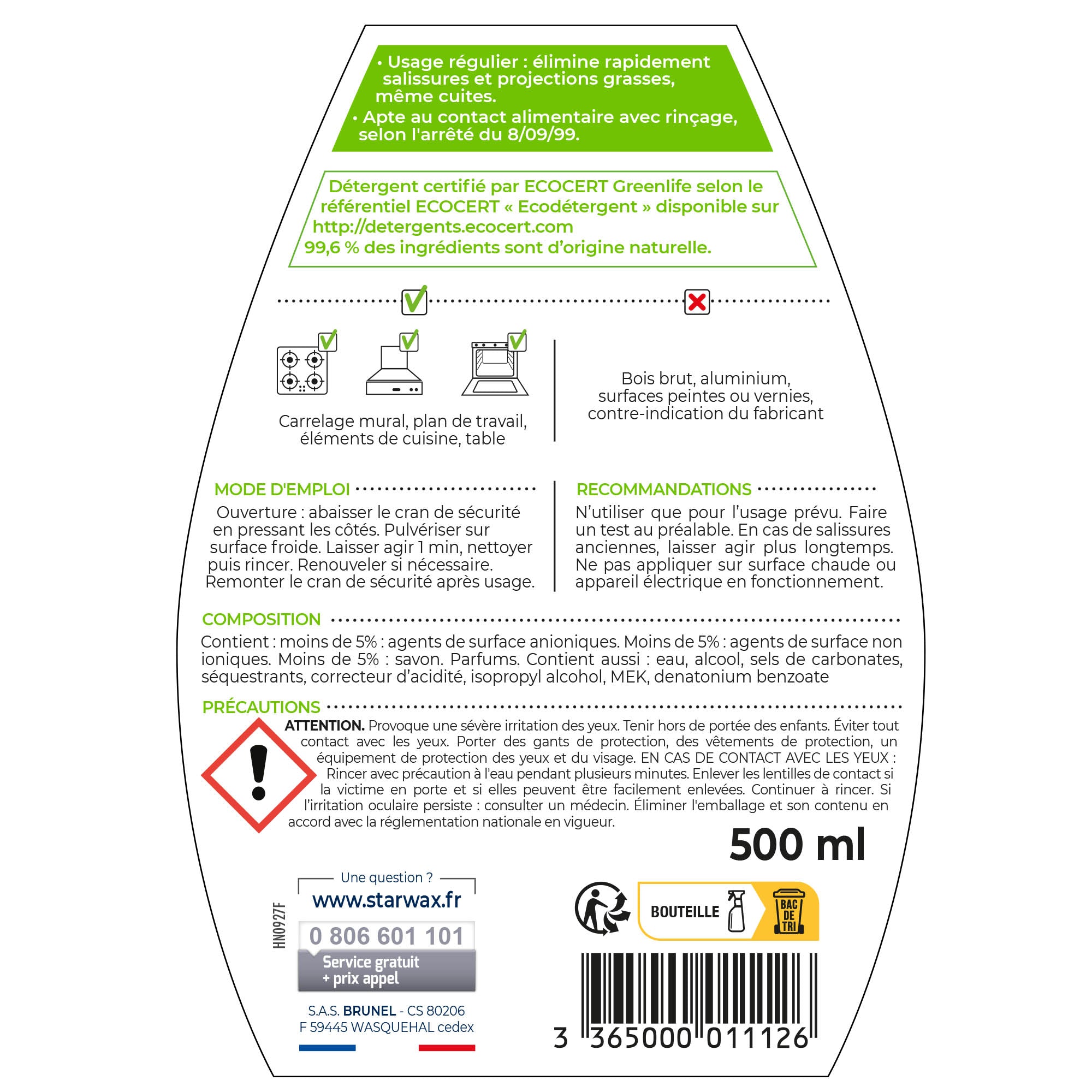 STARWAX SOLUVERT - Dégraissant express pour cuisines 500ml