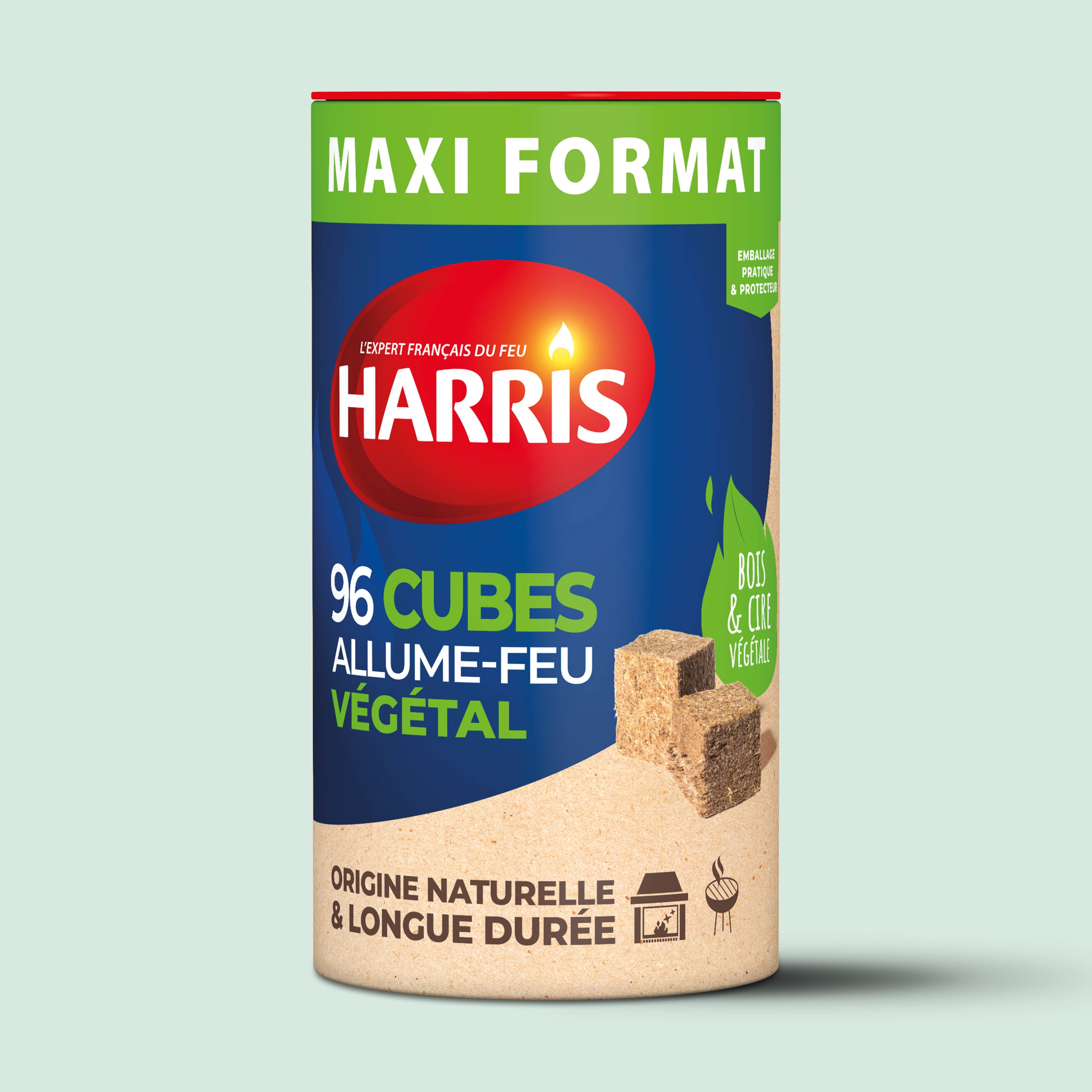HARRIS - Cylindre 96 cubes allume feu 100% végétal FSC® x96