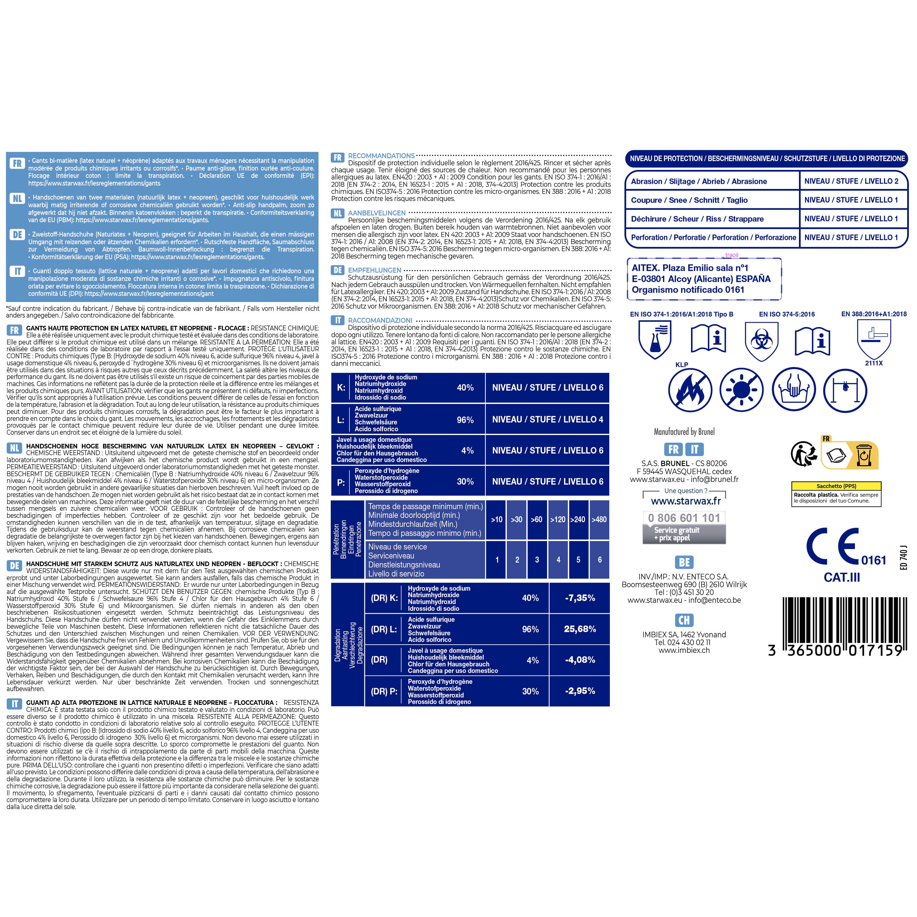 STARWAX - Gants HAUTE PROTECTION X1 M