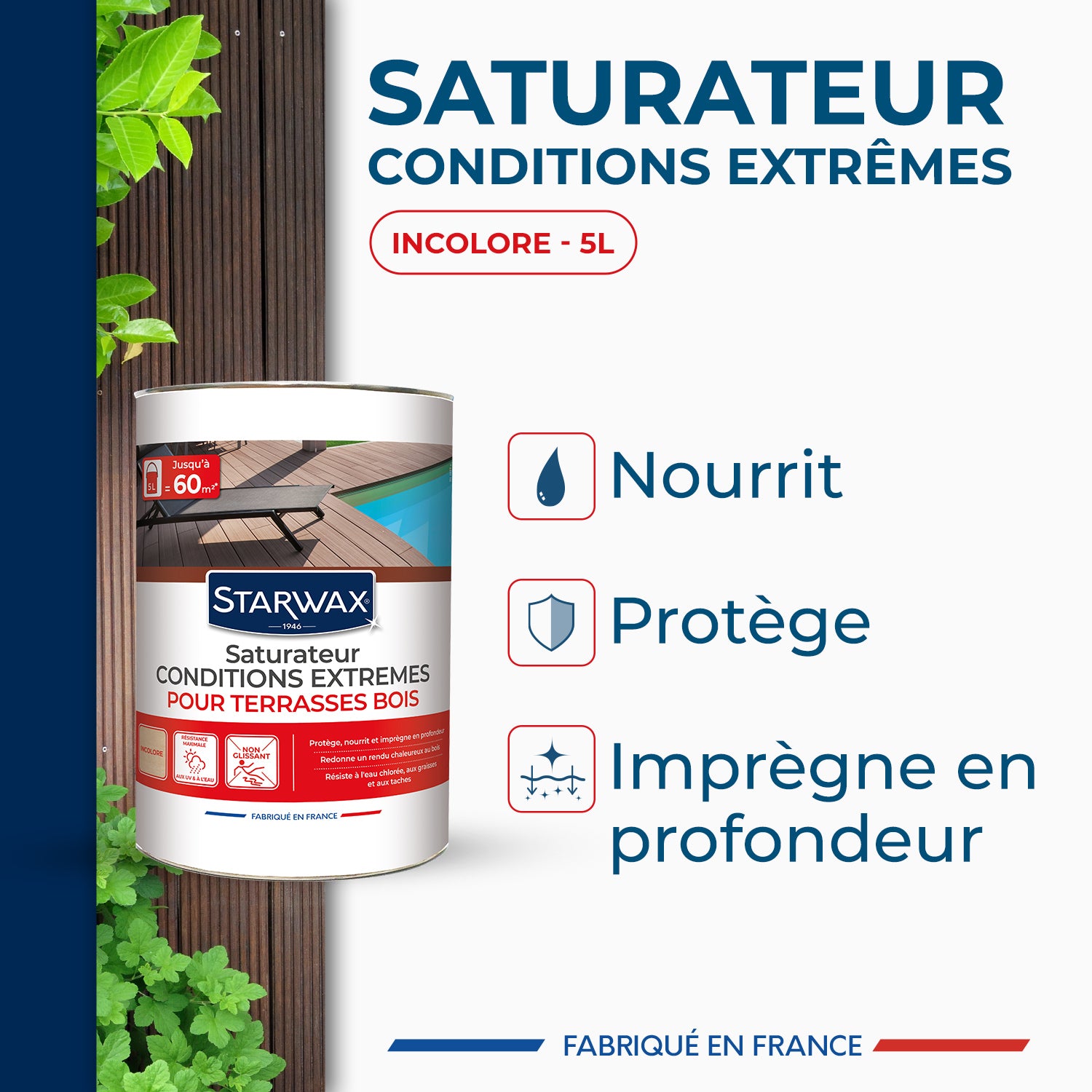 STARWAX - Saturateur bois extérieurs conditions extrêmes
 1L Incolore
