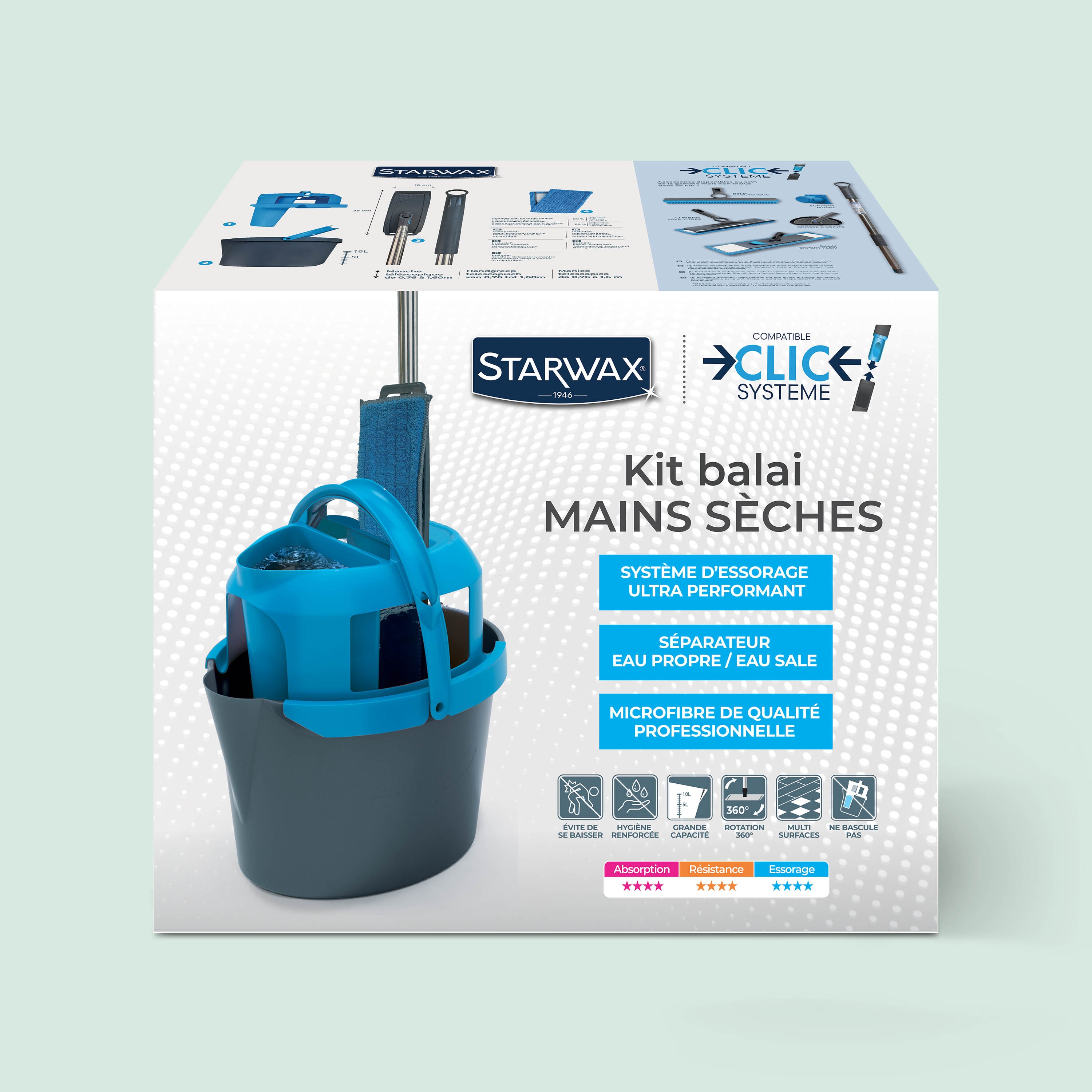 STARWAX - Kit balai mains sèche Clic système X1