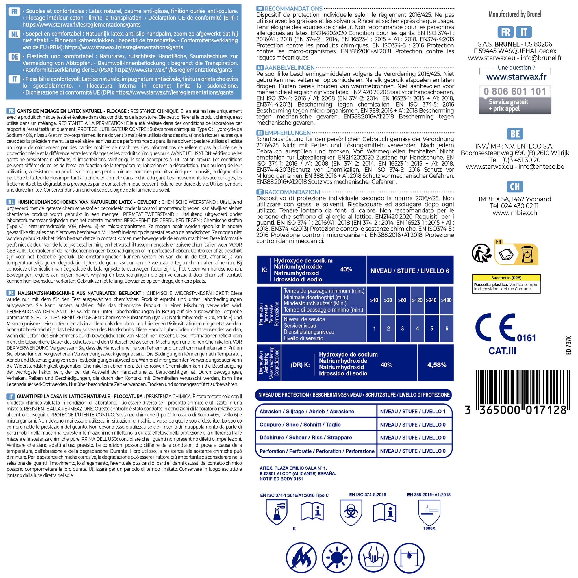 STARWAX - Gants DE MENAGE X1 S