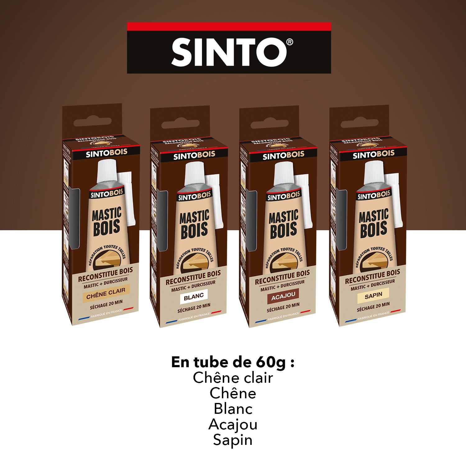 SINTO - Reconstitue angles et gros trous 500ml Chêne