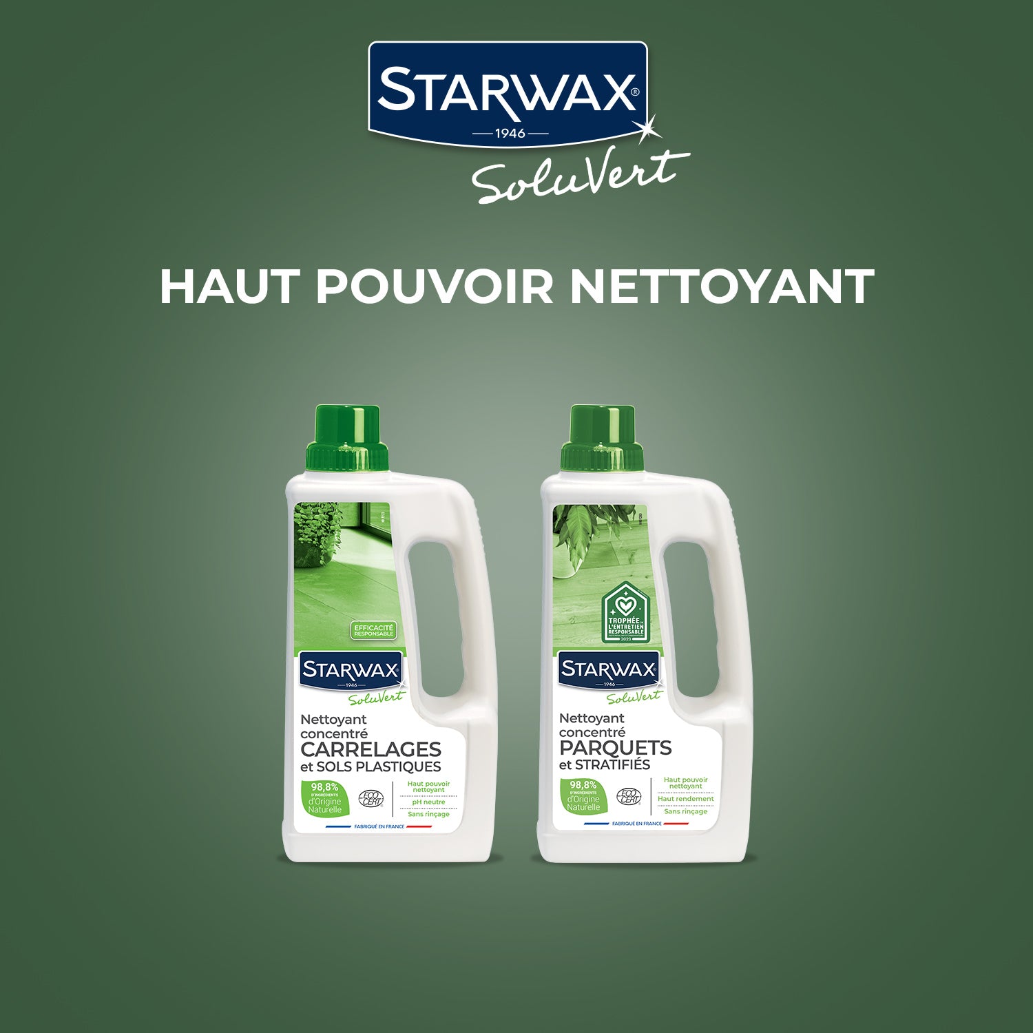 STARWAX SOLUVERT - Nettoyant concentré pour carrelages et sols plastiques
 1L
