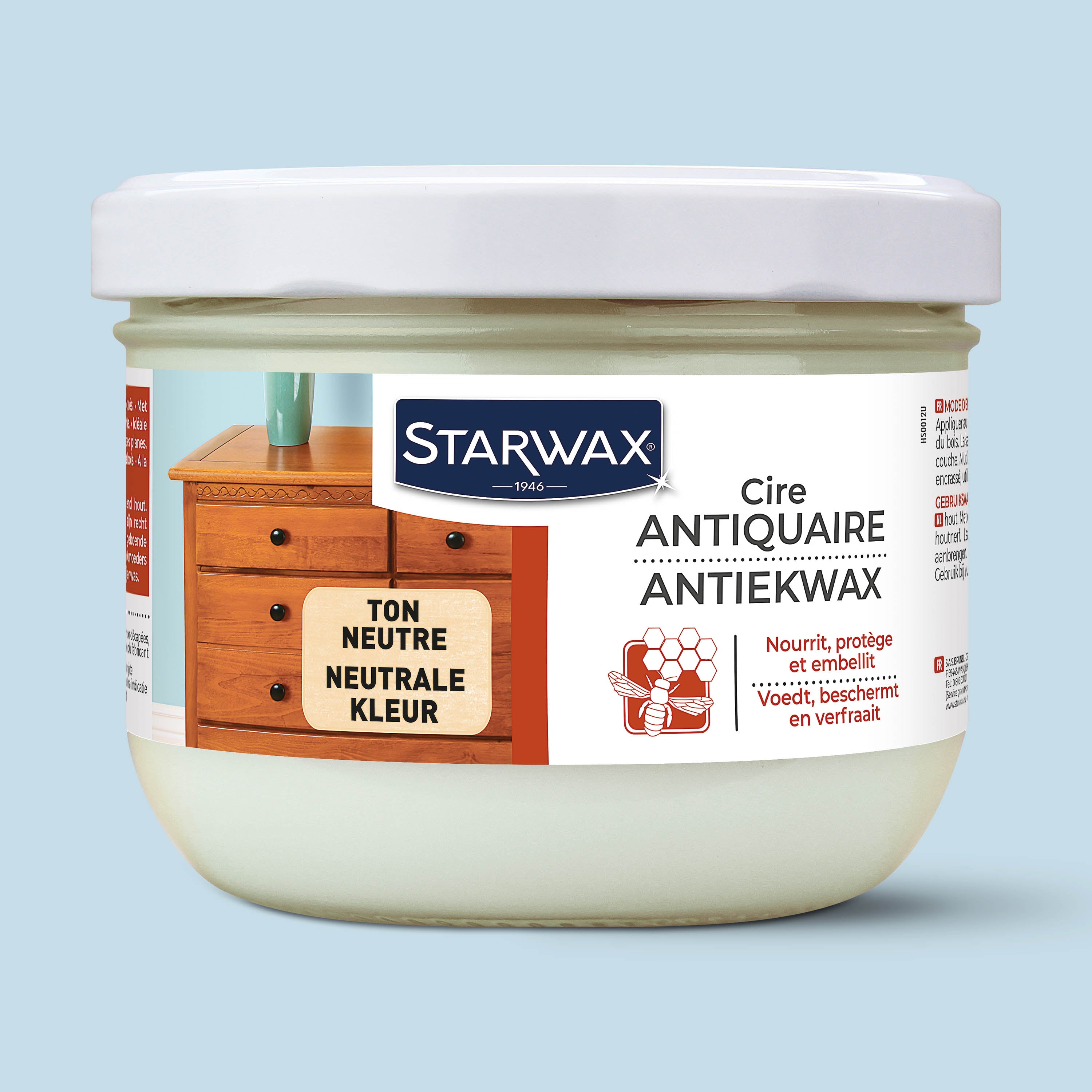 STARWAX - Cire antiquaire pâte pour bois cirés 375ml Incolore