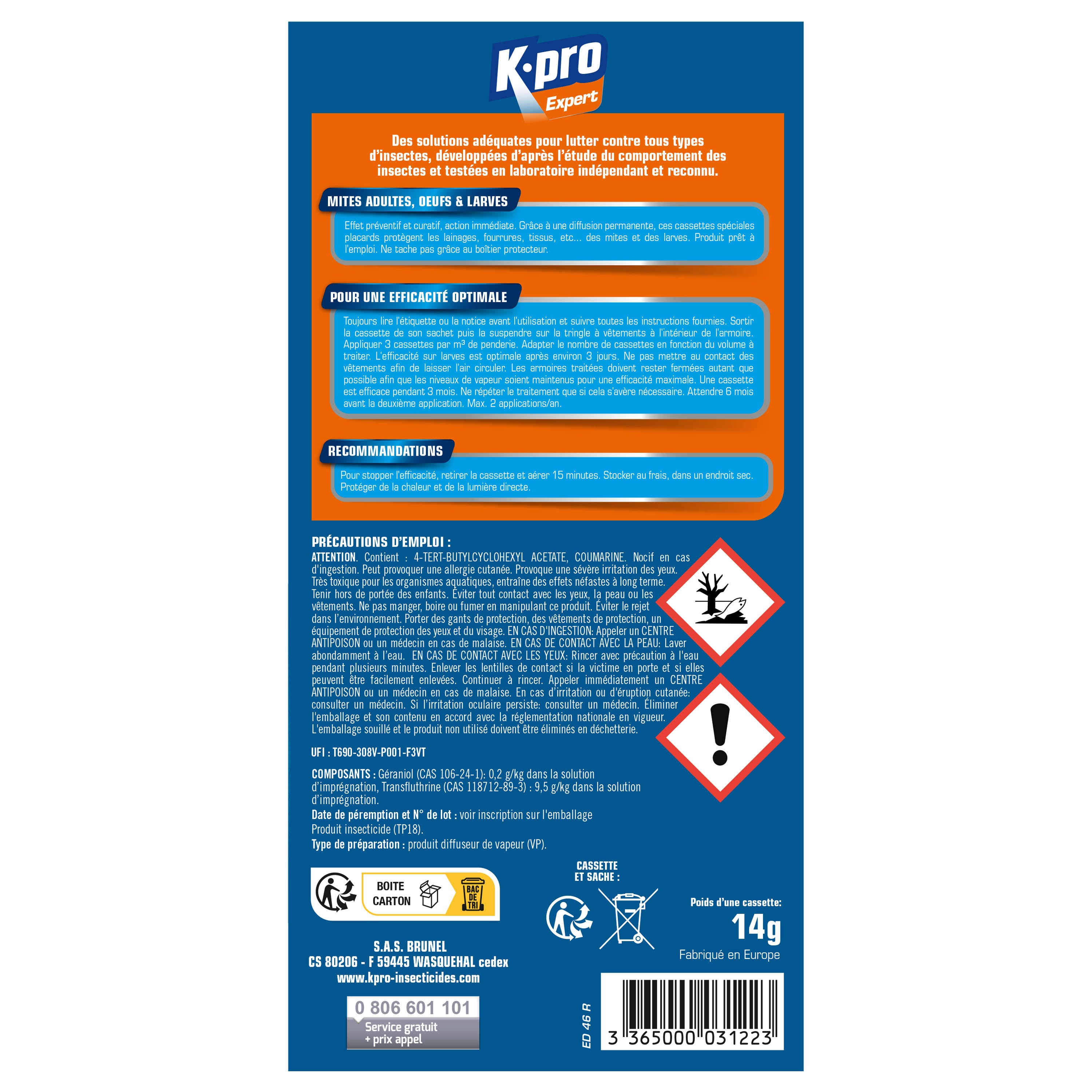 K.PRO - Cassettes contre les mites et larves X2