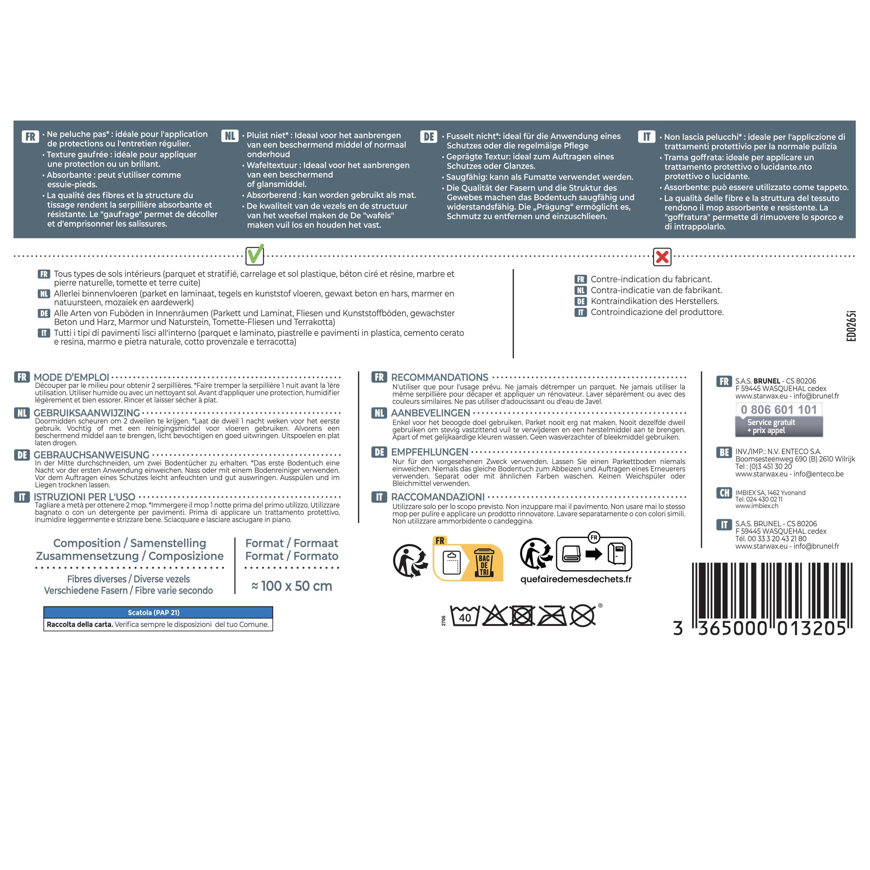 STARWAX - Serpillière spéciale rénovation X1