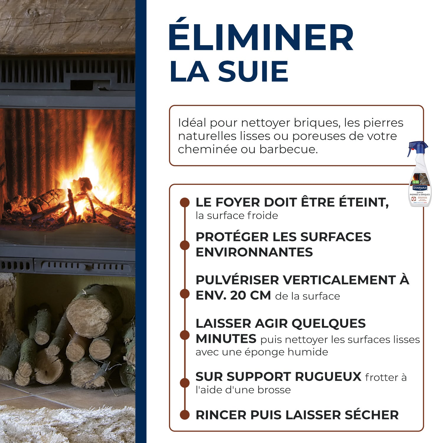 STARWAX - Nettoyant pierres et briques pour cheminée 500ml