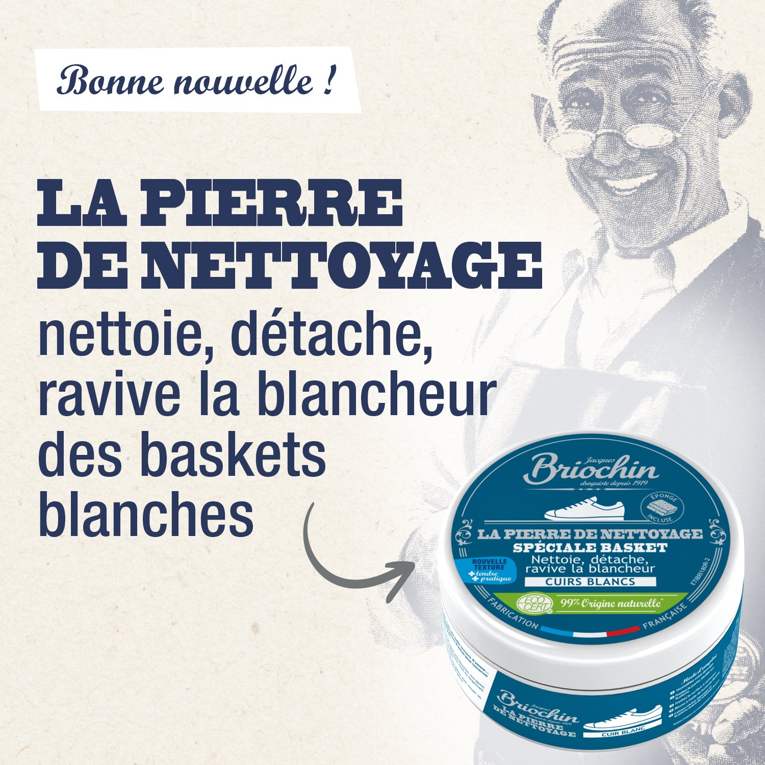 JACQUES BRIOCHIN - Pierre blanche spéciale baskets 200g Sans parfum