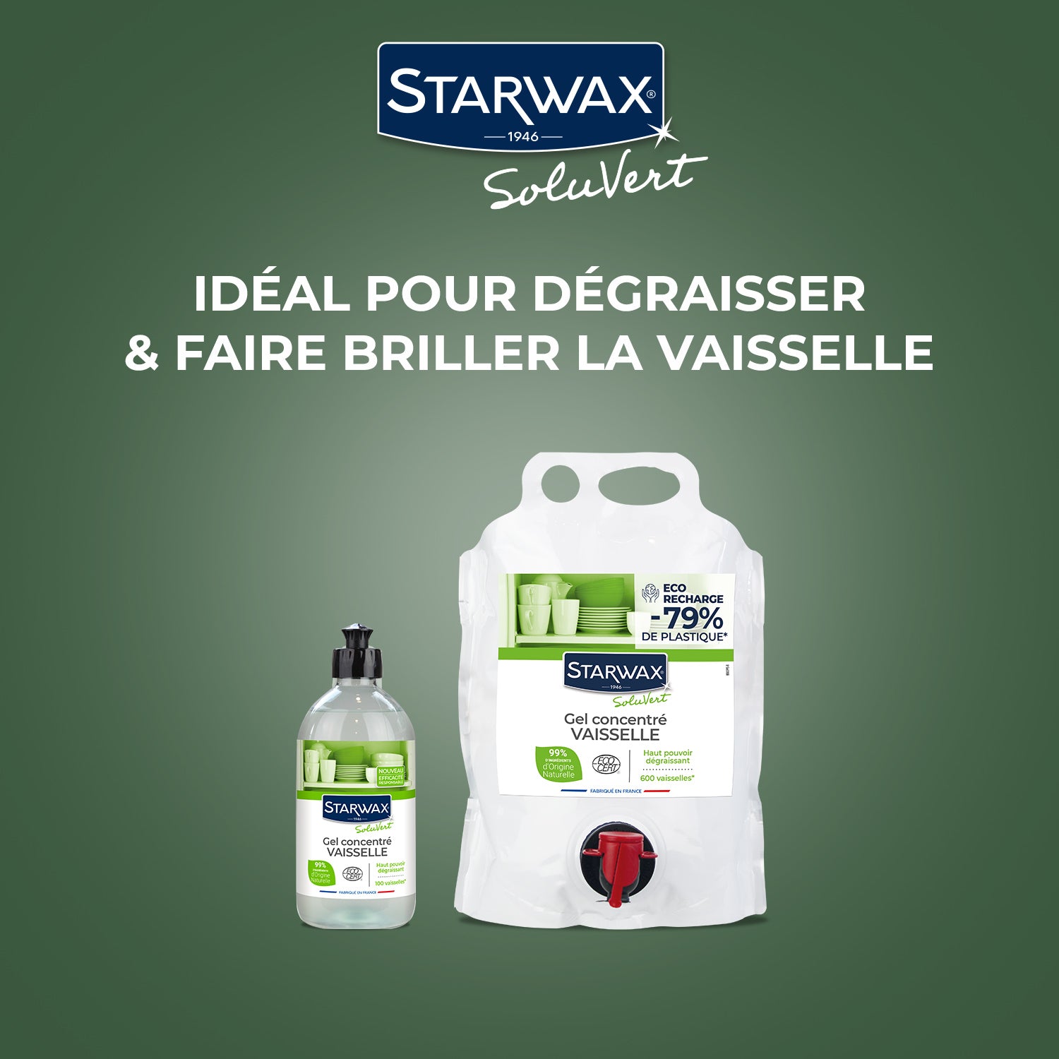 STARWAX SOLUVERT - Gel vaisselle concentré 500ml