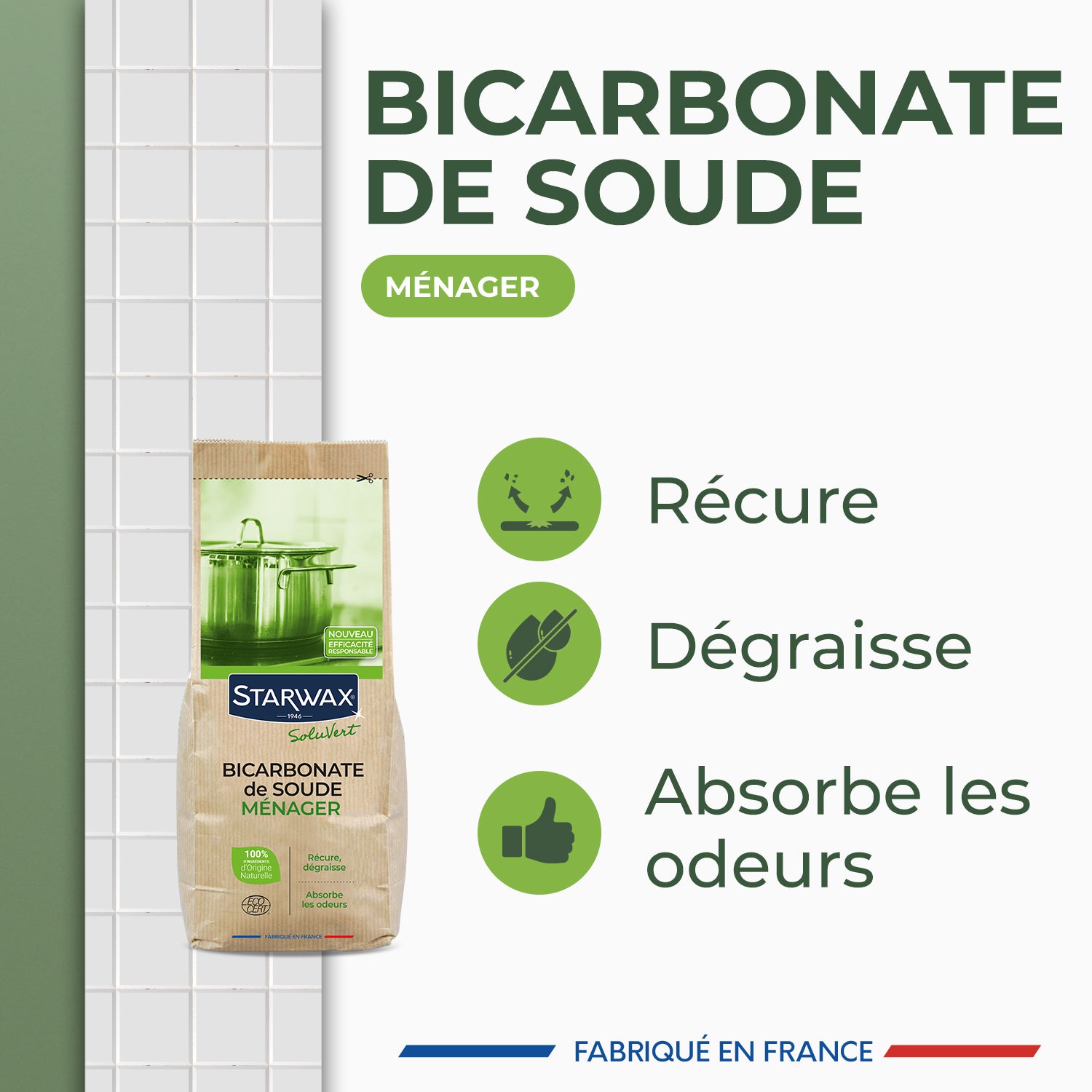 STARWAX SOLUVERT - Bicarbonate de soude ménager 1kg