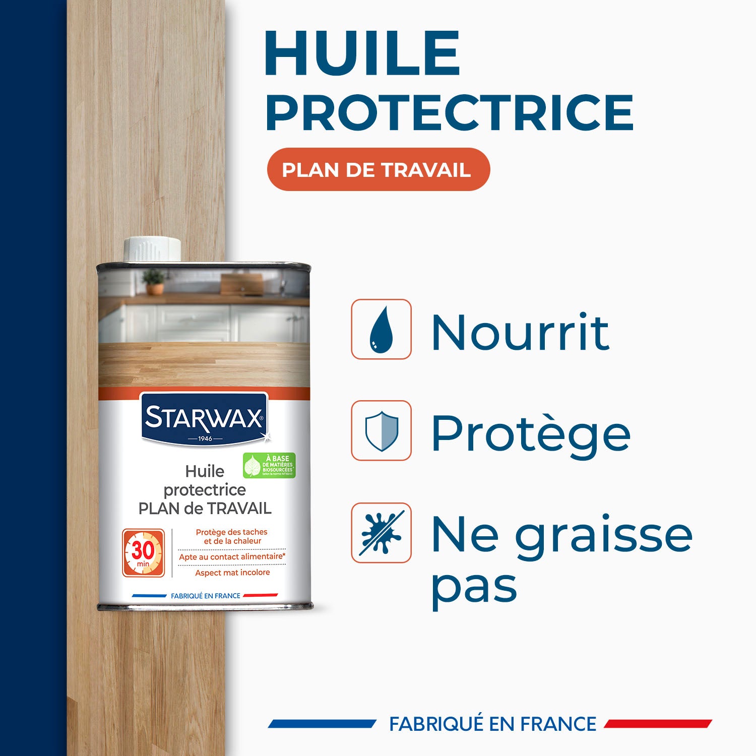 STARWAX - Huile protectrice pour plan de travail en bois huilé
 500ml