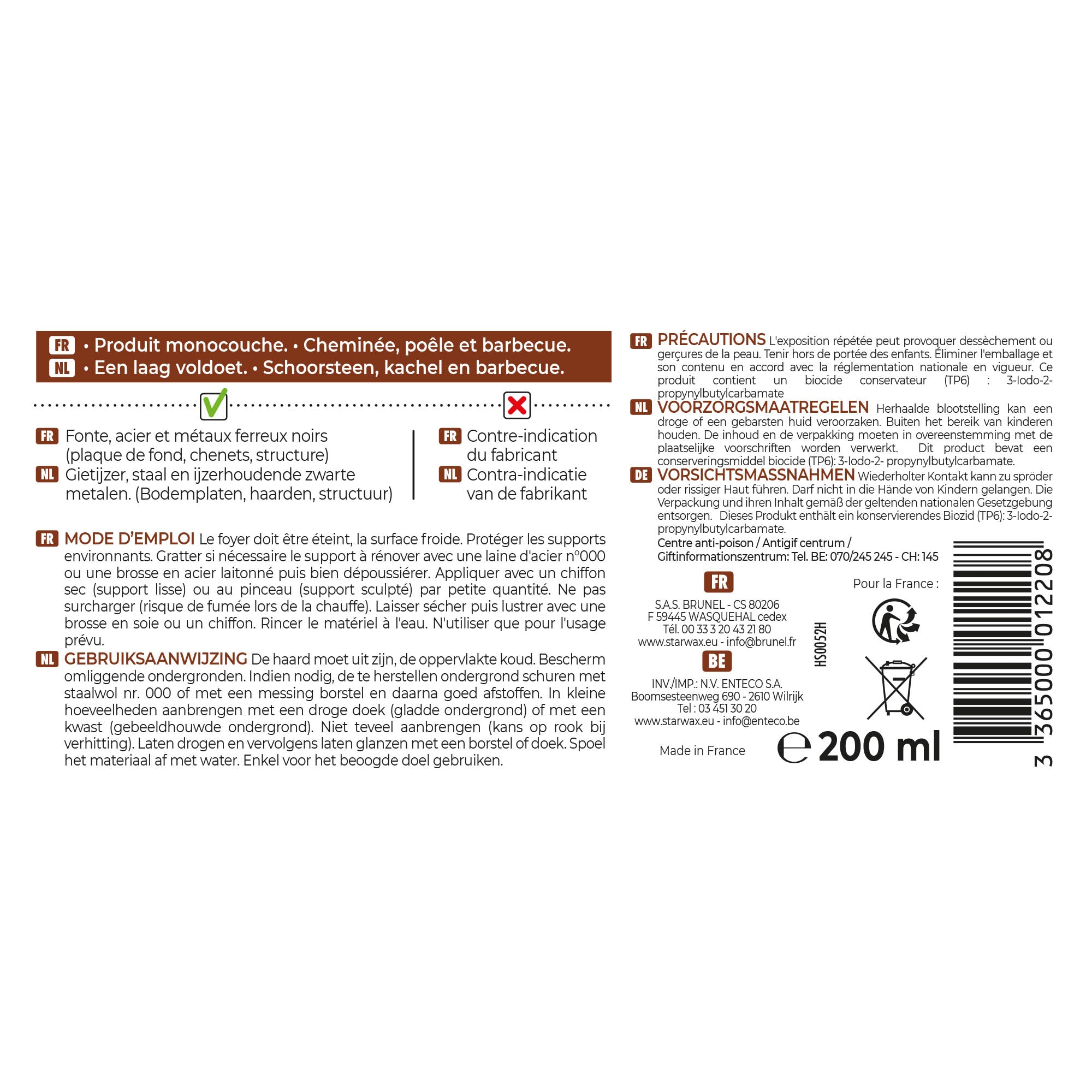 STARWAX - Rénovateur fonte pour poêle et cheminée 200ml