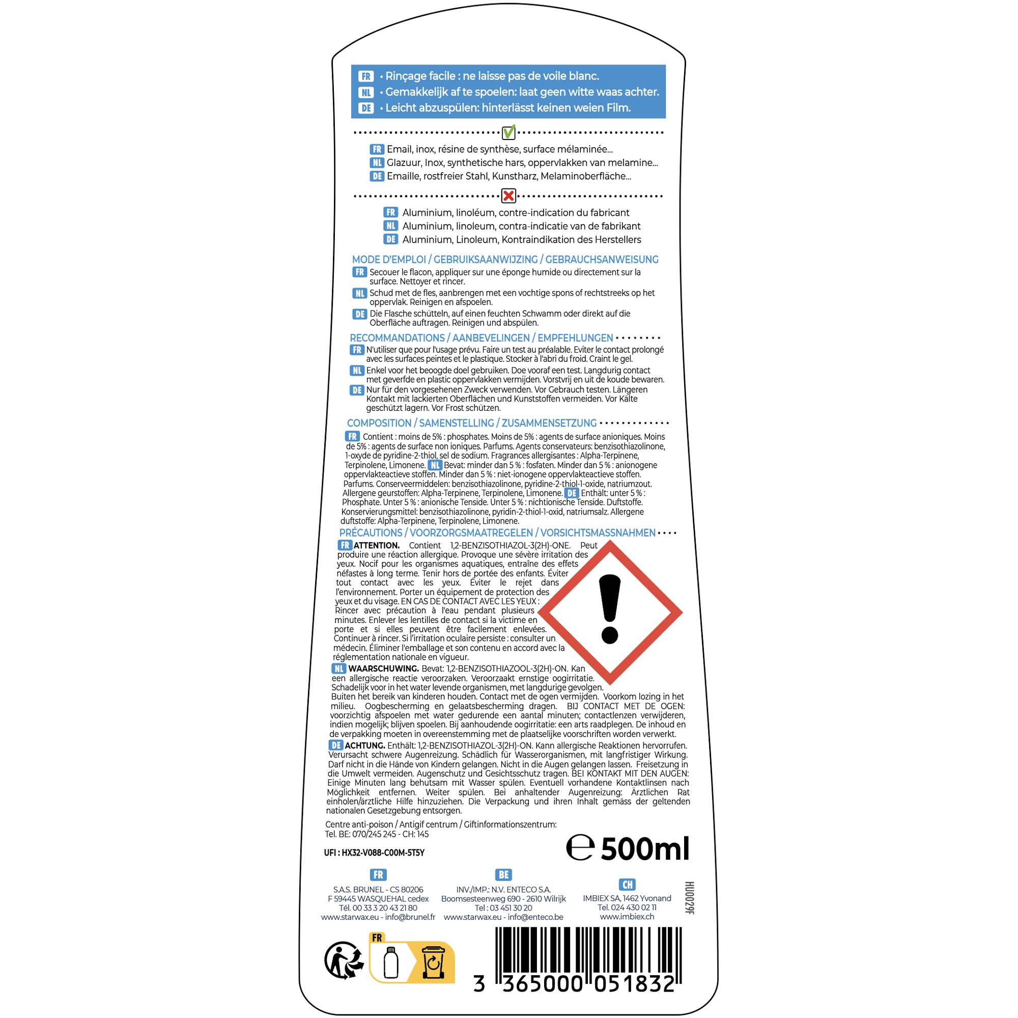 STARWAX - Crème à récurer 500ml Citron