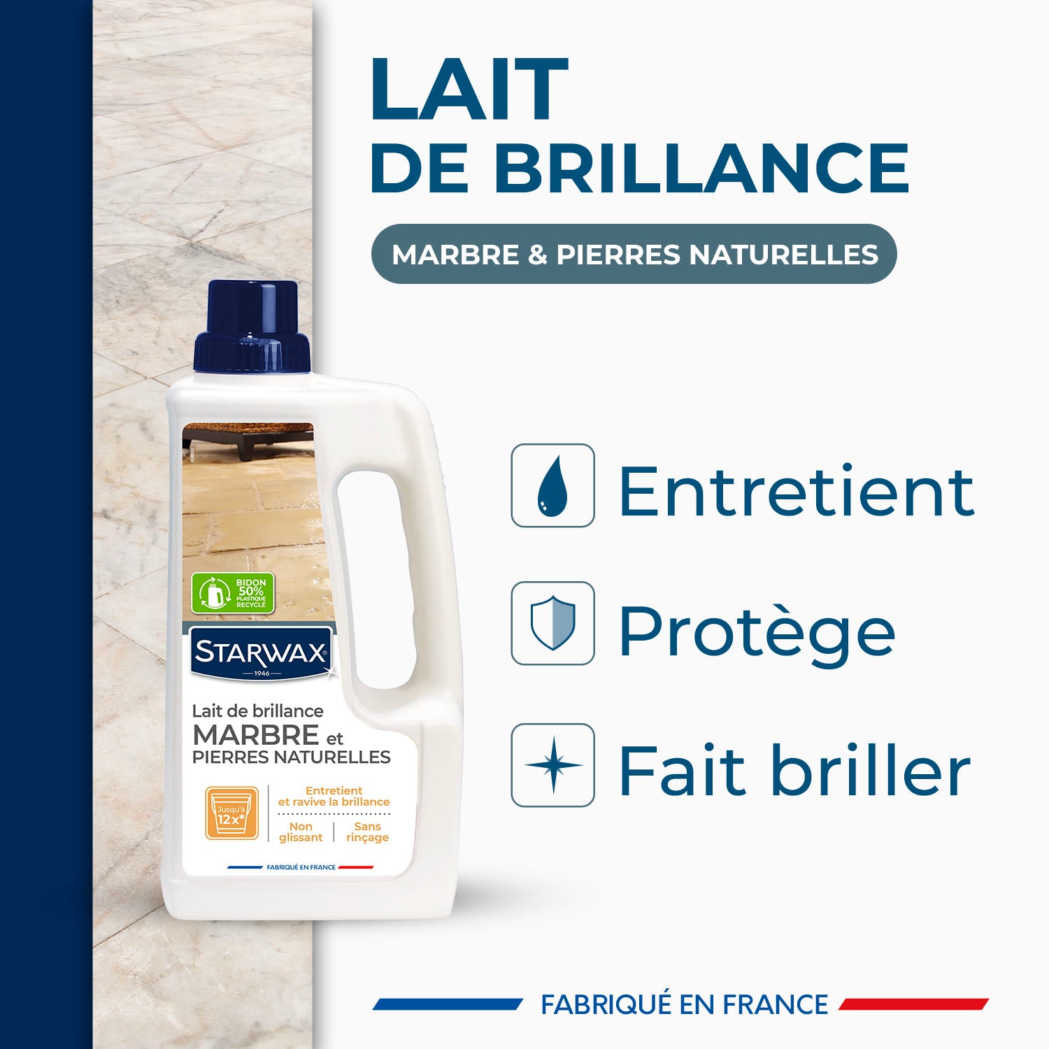 STARWAX - Lait de brillance pour marbres et pierres naturelles 1L