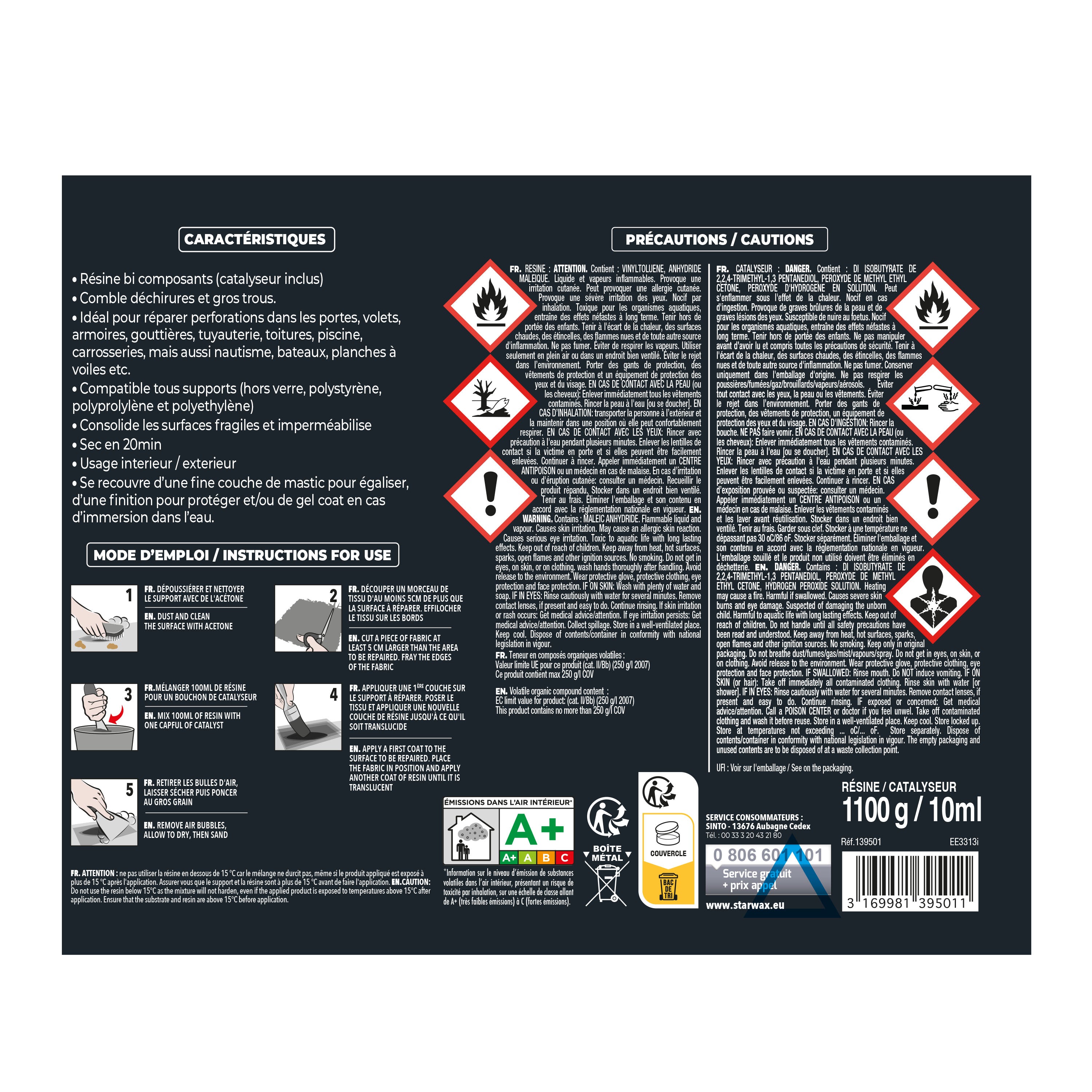 SINTO - Répare métaux, plastiques, composites 1kg