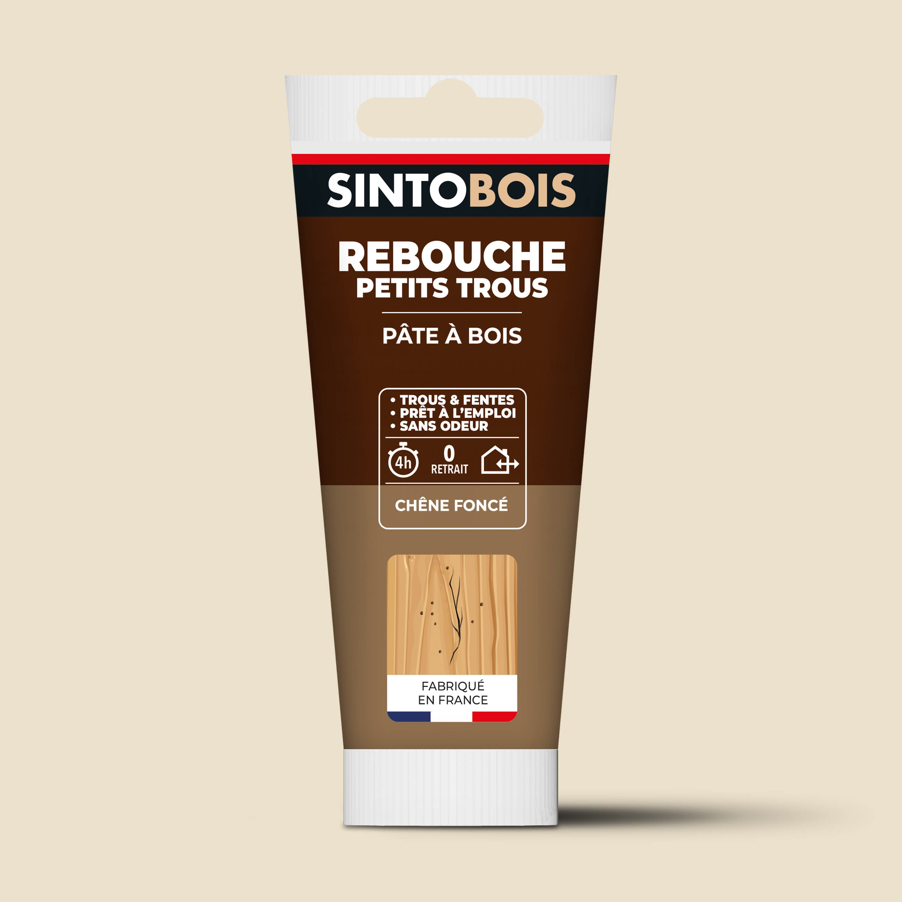 SINTO - Rebouche imperfections -  Pâte à bois naturel 80g Blanc