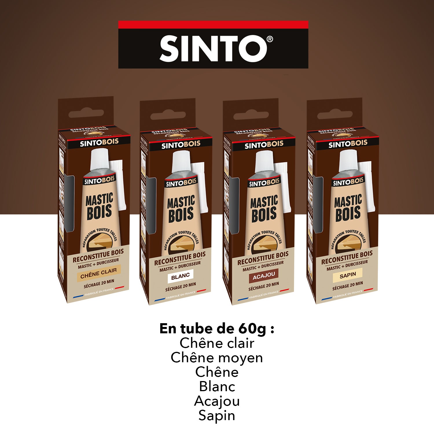 SINTO - Reconstitue angles et gros trous 500ml Chêne