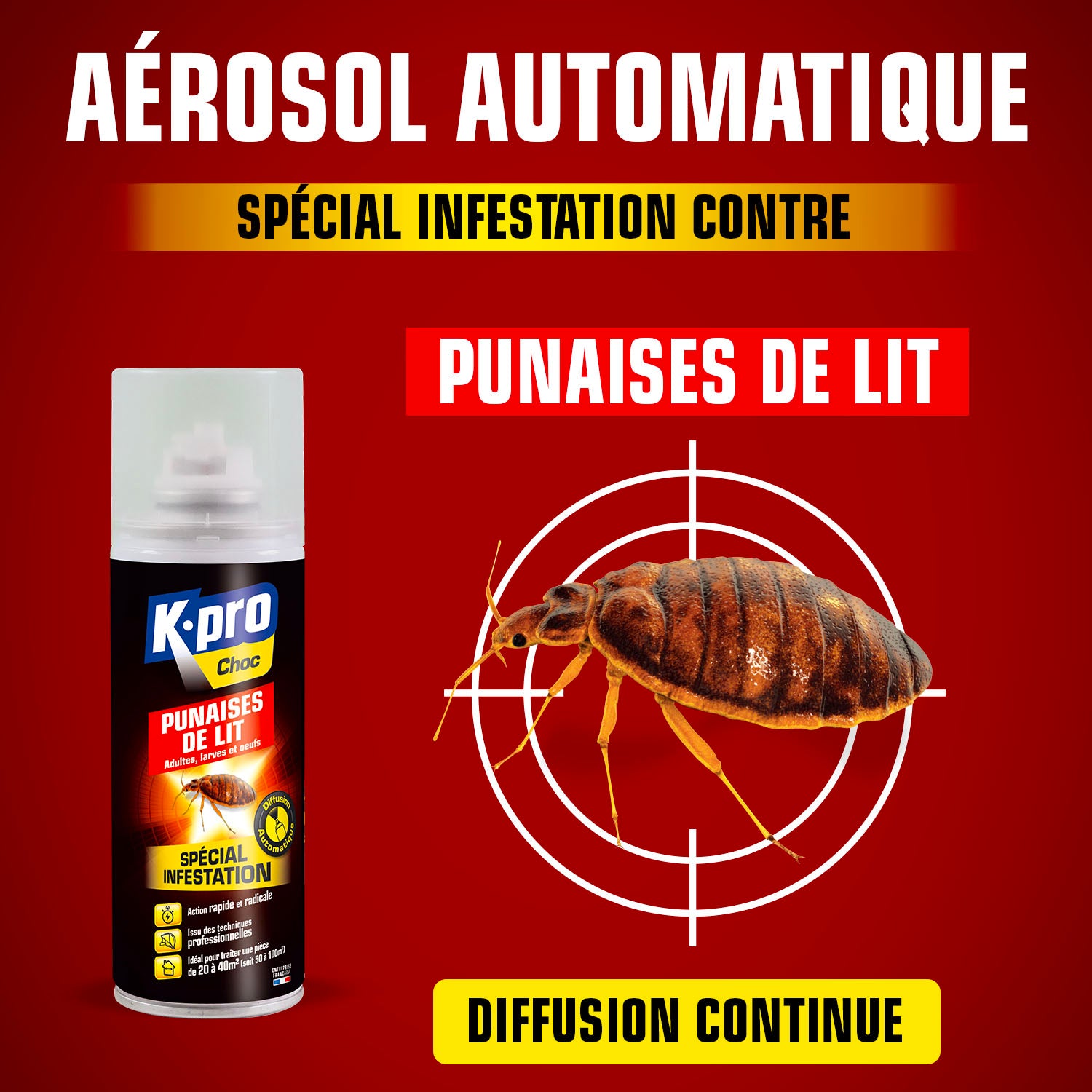 K.PRO - Aérosol diffusion automatique punaises de lit 200ml