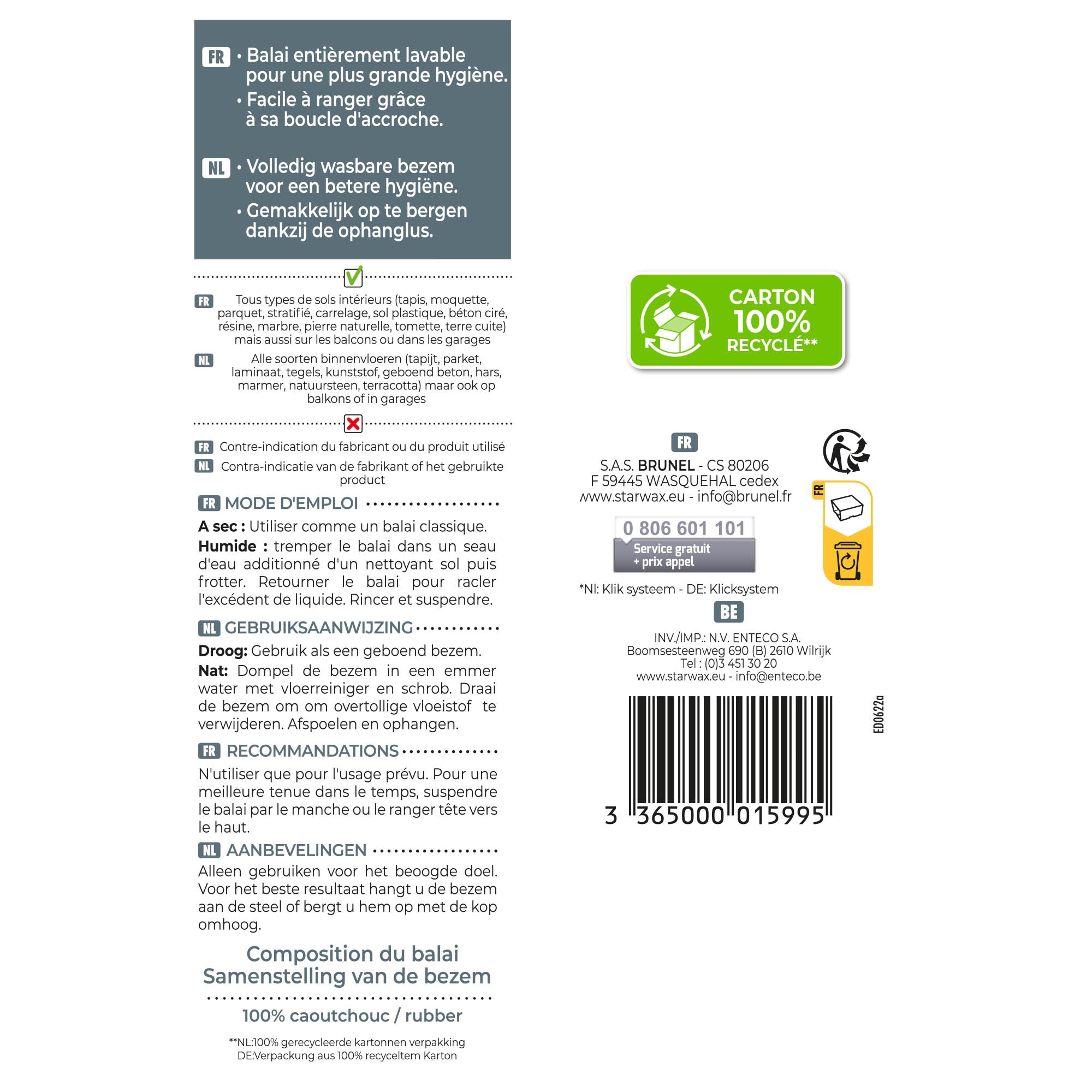 STARWAX - Balai caoutchouc Clic système X1