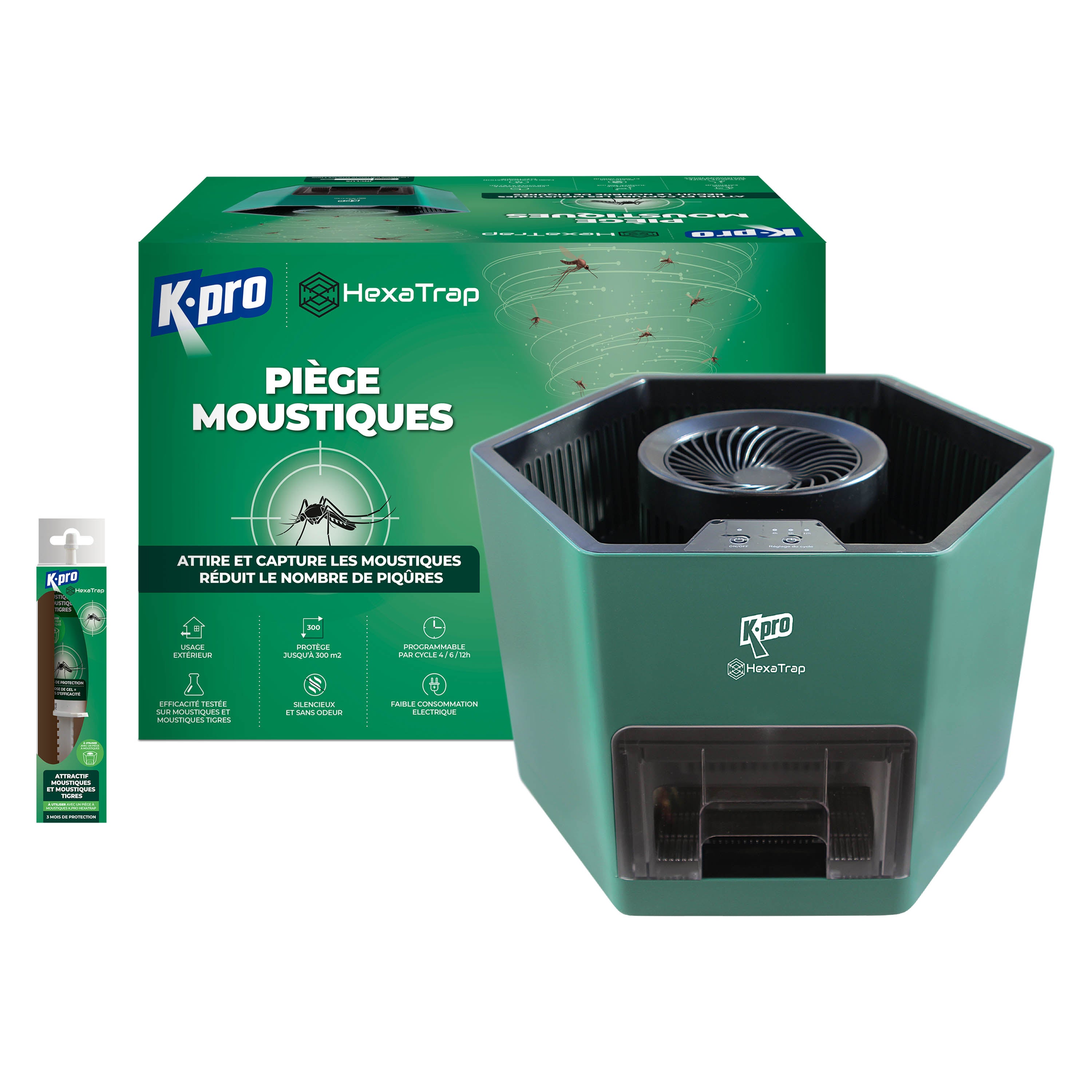 K.PRO - Piège électrique à moustiques et moustiques tigres  + 1 seringue d'attractif 1 Piège + 1 seringue d'attractif