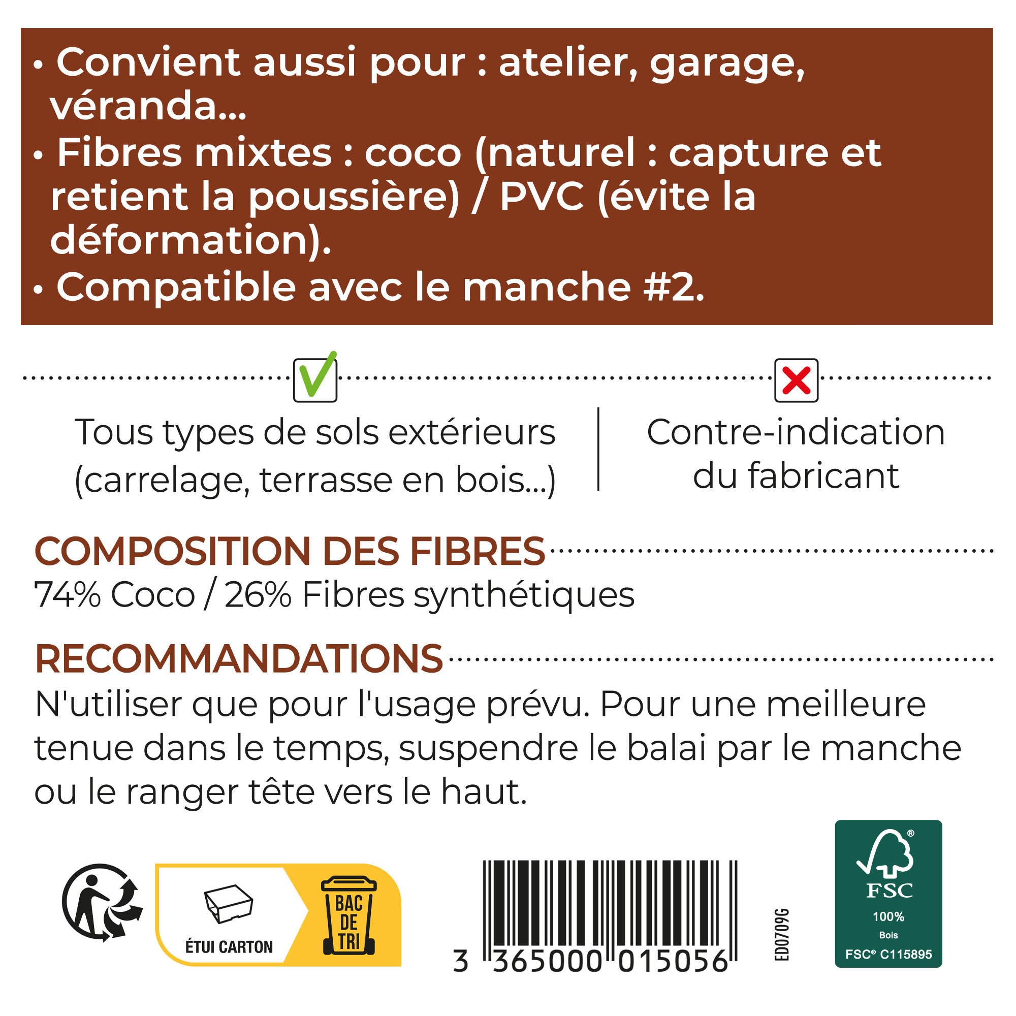 STARWAX - Balai coco renforcé pour sols extérieurs FSC® X1