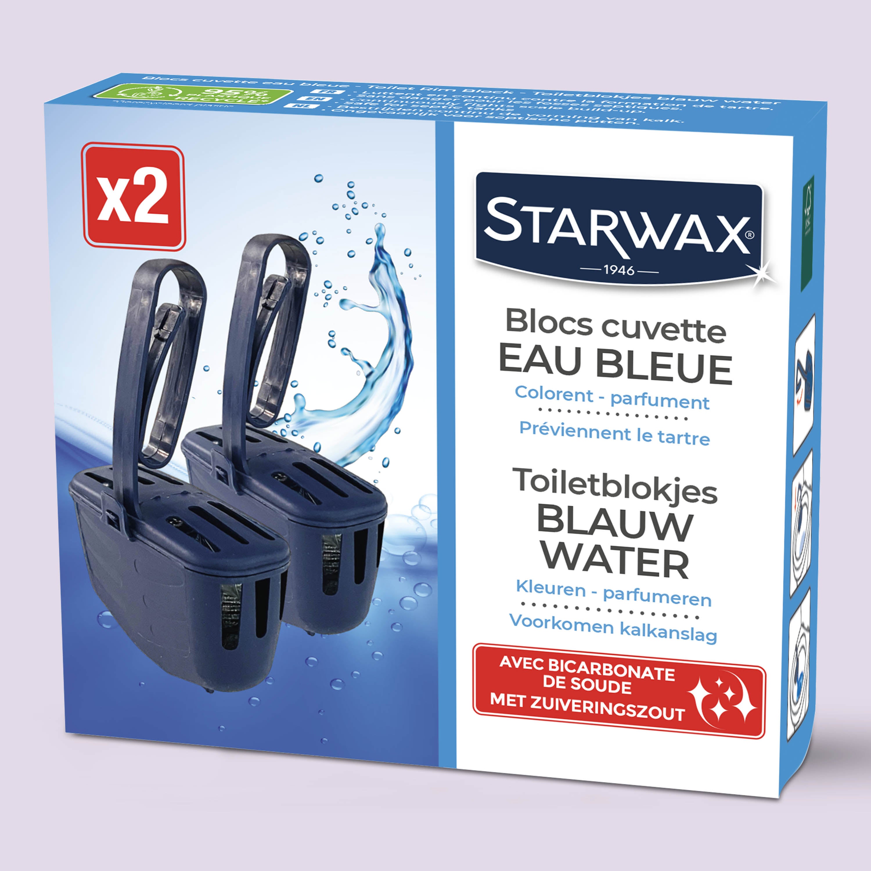 STARWAX - Blocs cuvette eau bleue pour WC
 2 x 40g