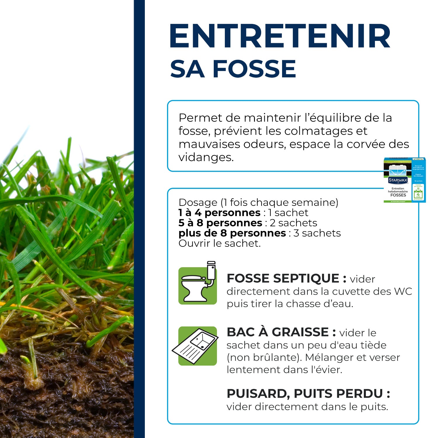 STARWAX - Entretien hebdomadaire pour fosses septiques
 450g