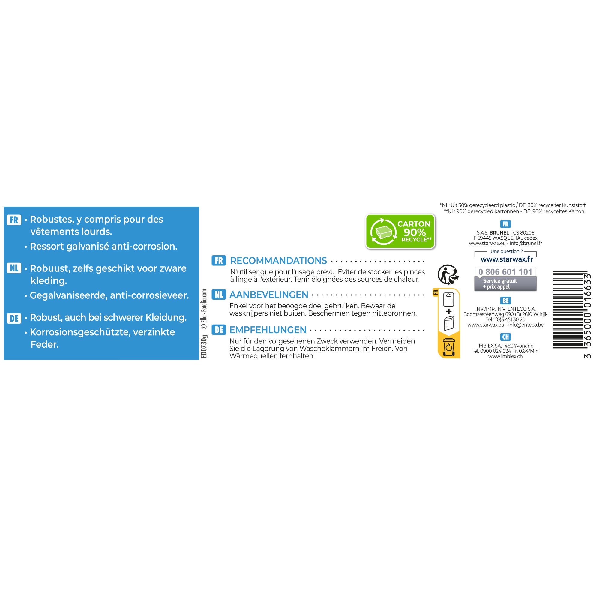 STARWAX - Pinces à linge
 X12