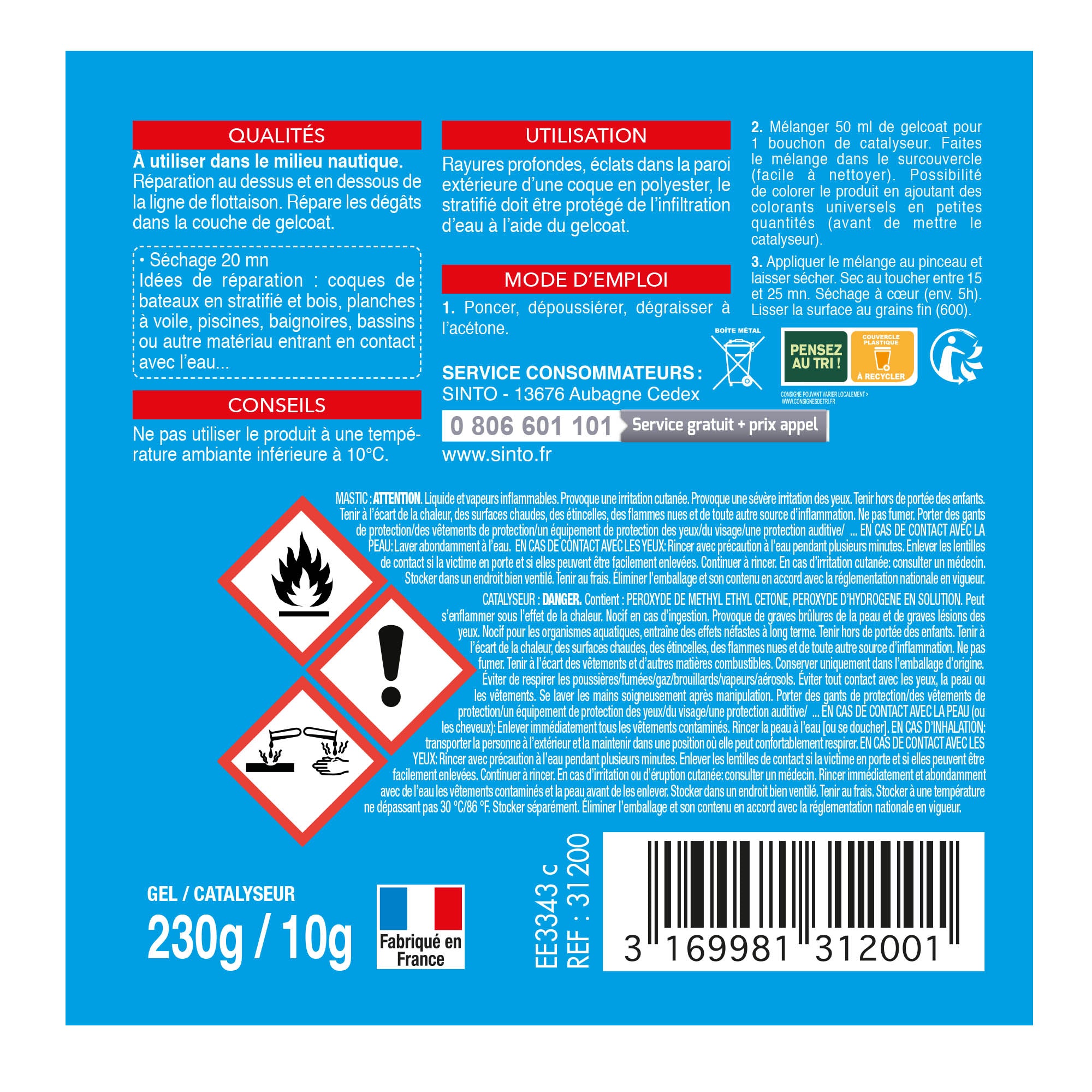 SINTO - Gel coat 230g Blanc