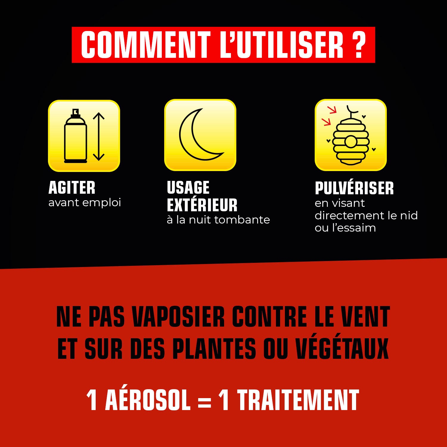 K.PRO - Aérosol foudroyant choc nids de guêpes et frelons 500ml