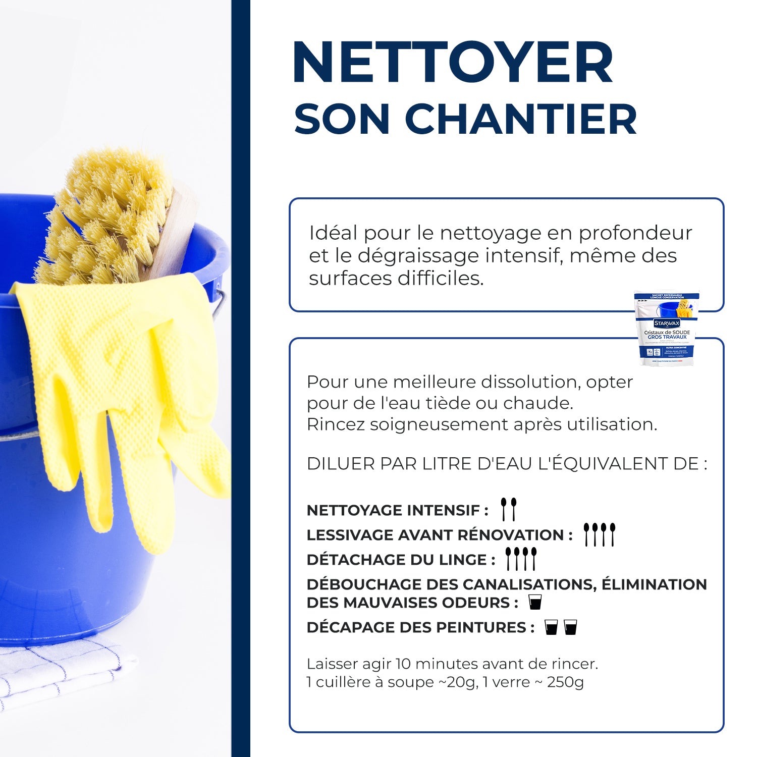 STARWAX - Cristaux de soude gros travaux 1,4kg 1,4kg