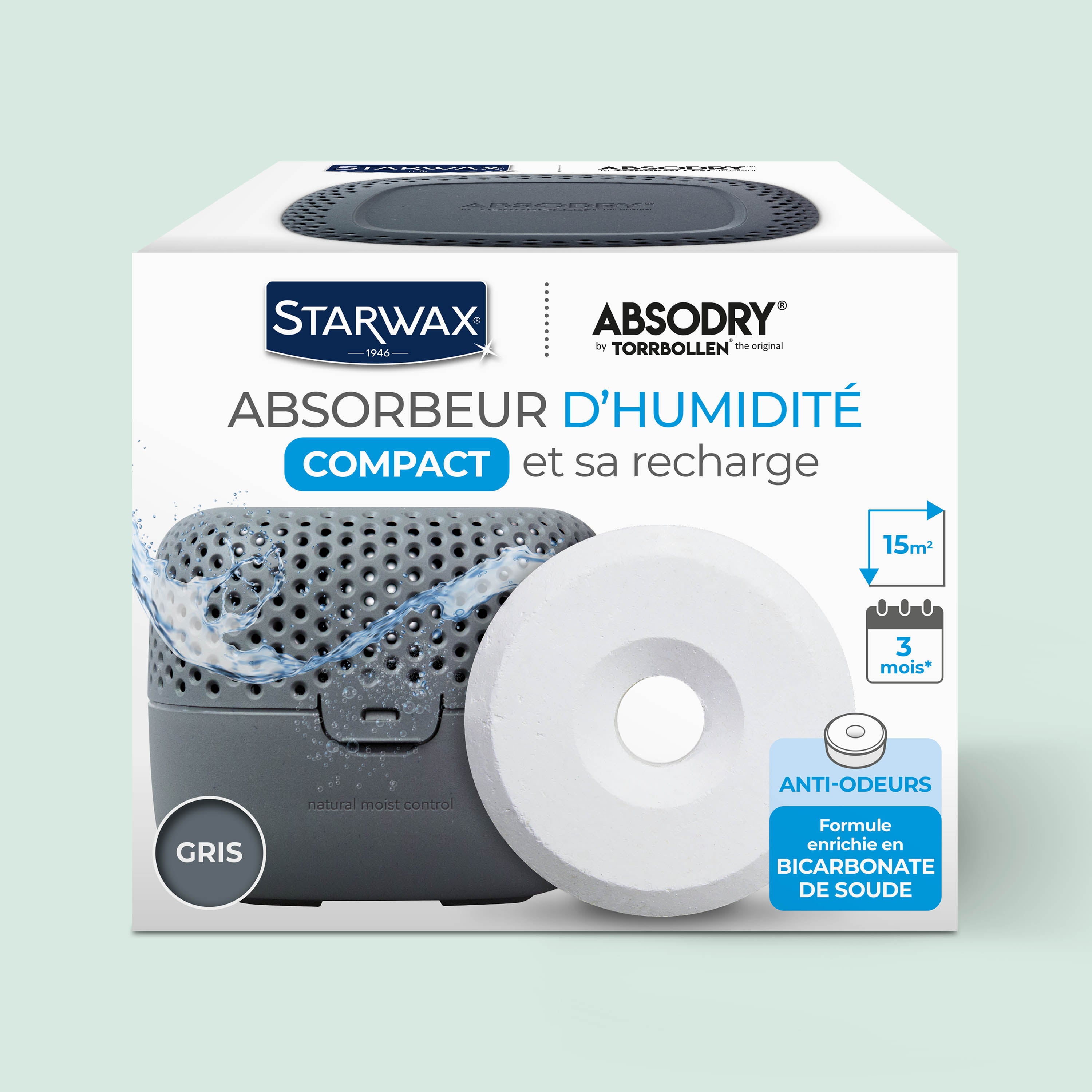 STARWAX - Absorbeur d'humidité Compact + 1 tablette 500G Gris