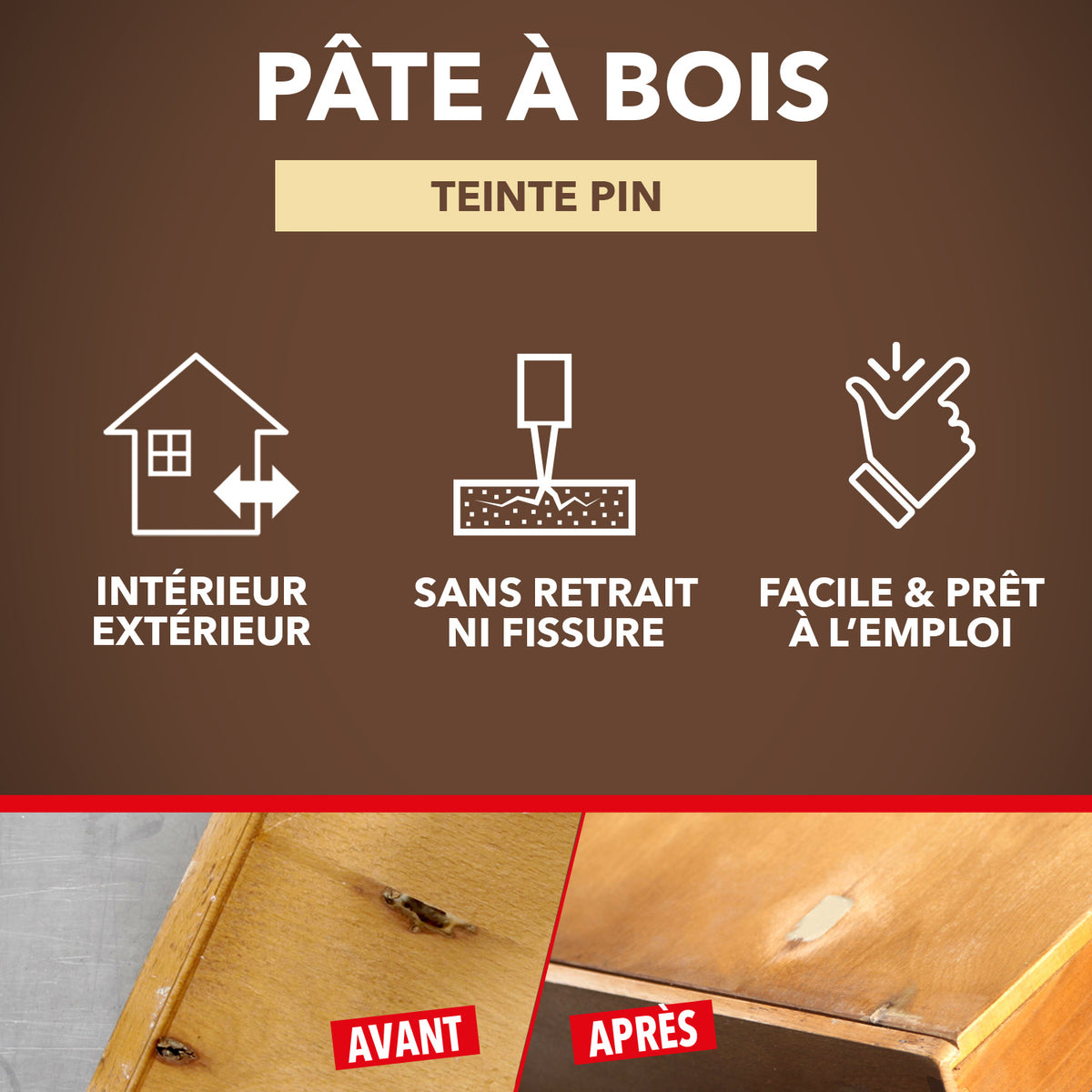 SINTO - Pâte à bois tradition 550ml Chêne clair