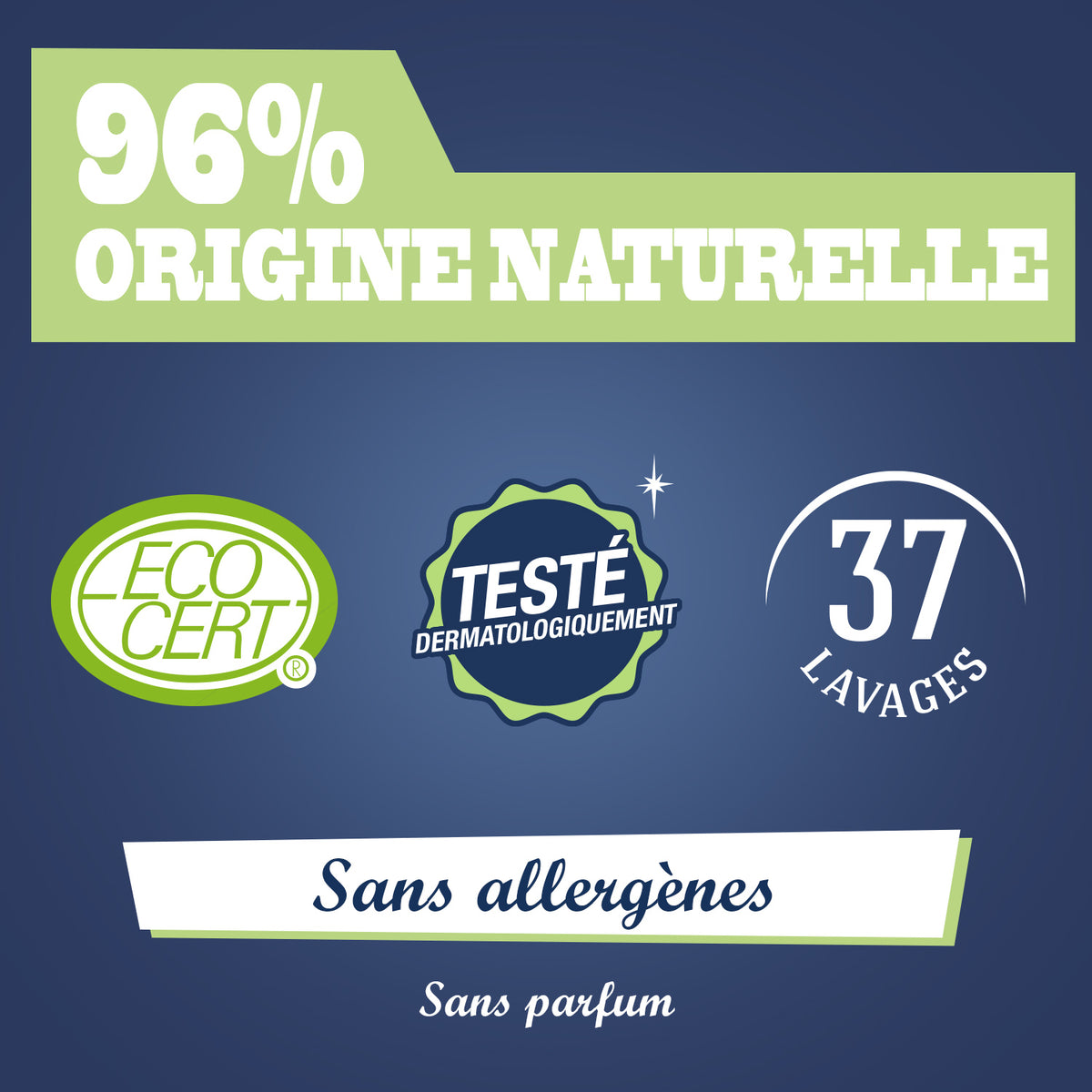Lot de 3 recharges de lessives peaux sensibles