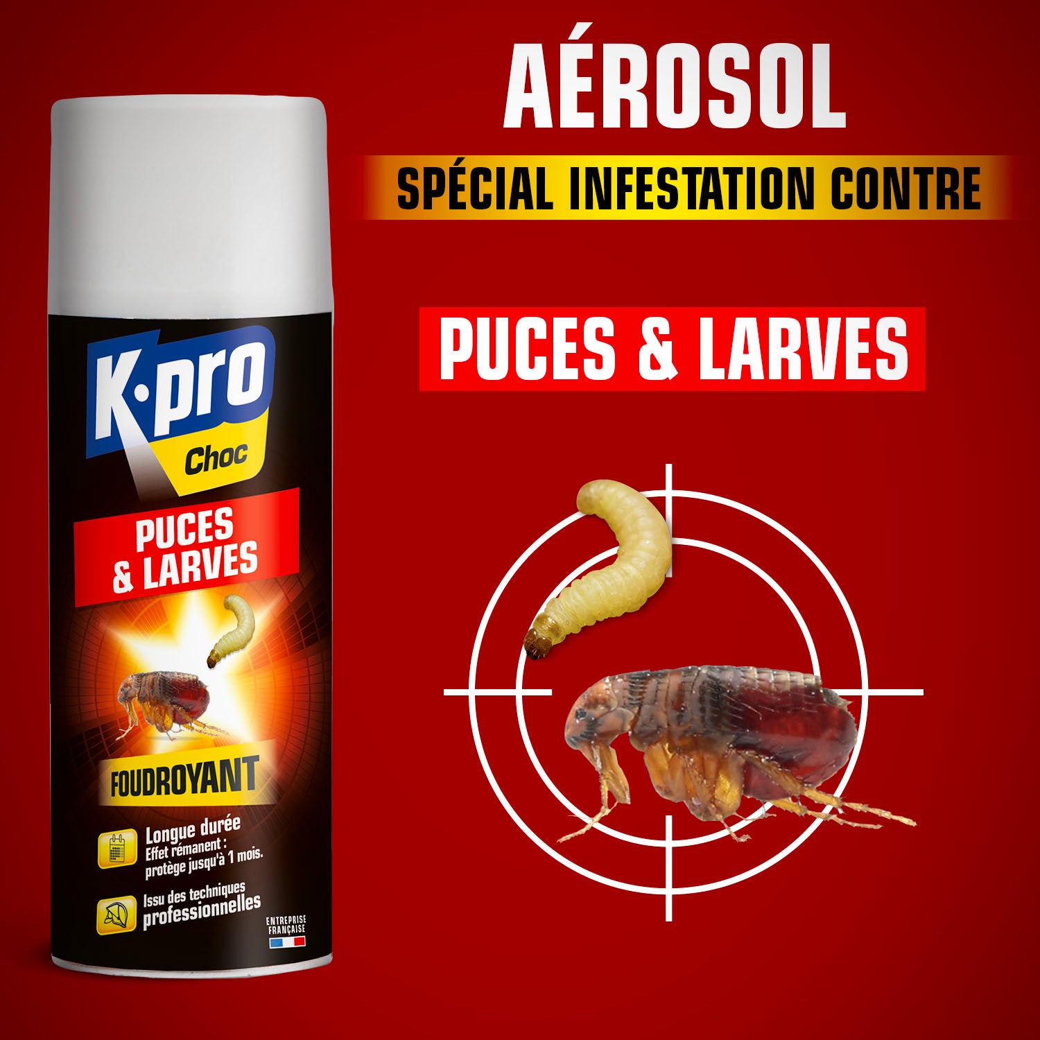 K.PRO - Aérosol foudroyant puces et larves
 400ml