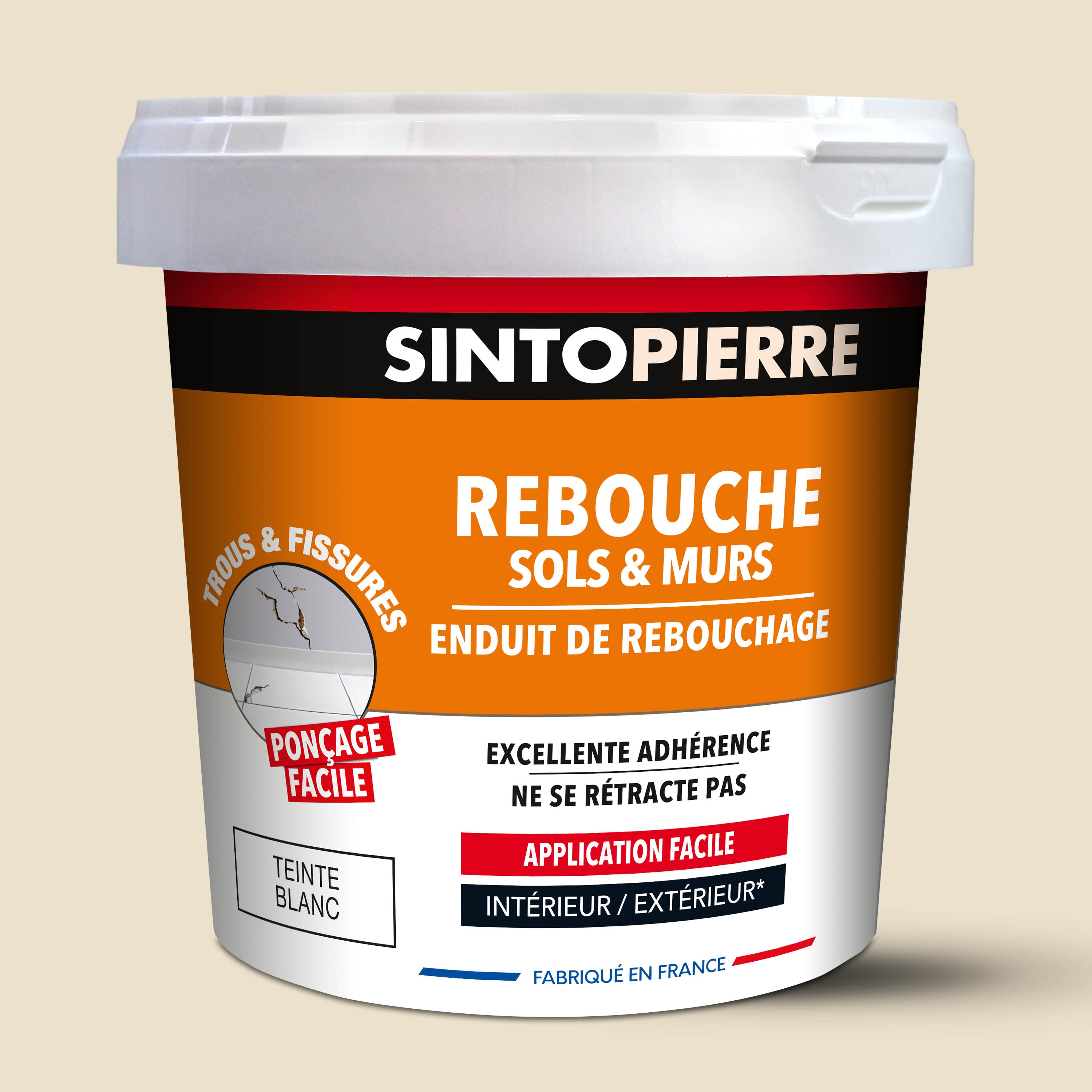 SINTO - Rebouche sols et murs - enduit de rebouchage 2Kg Blanc