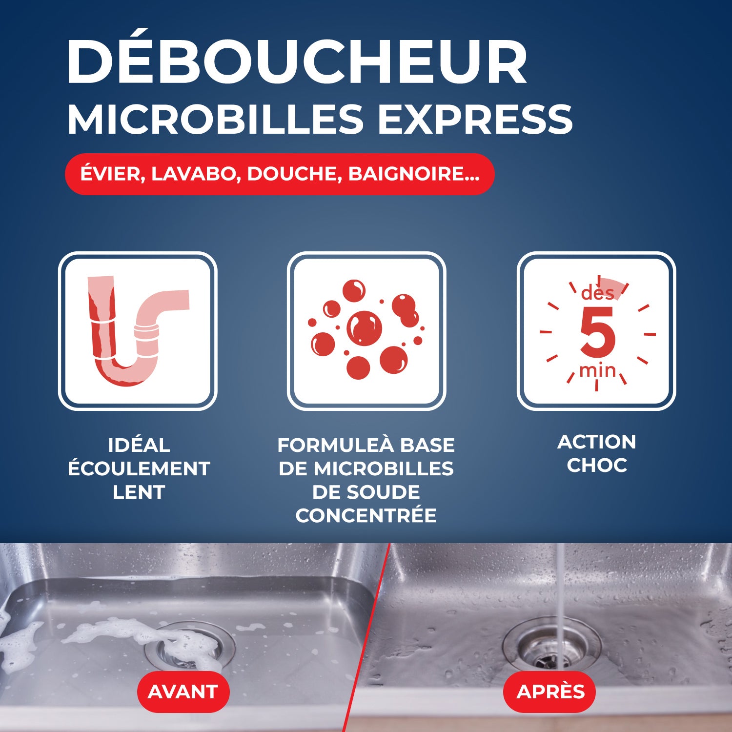 STARWAX - Déboucheur microbilles pour canalisations 500g