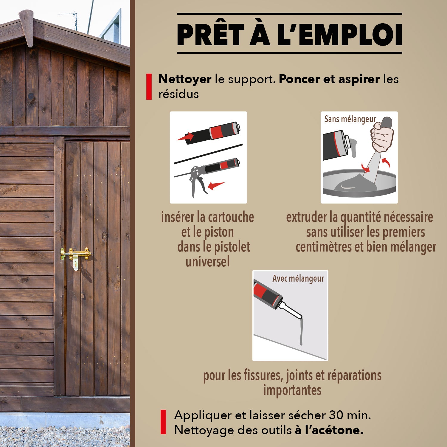 SINTO - Reconstitue angles et gros trous 500ml Chêne