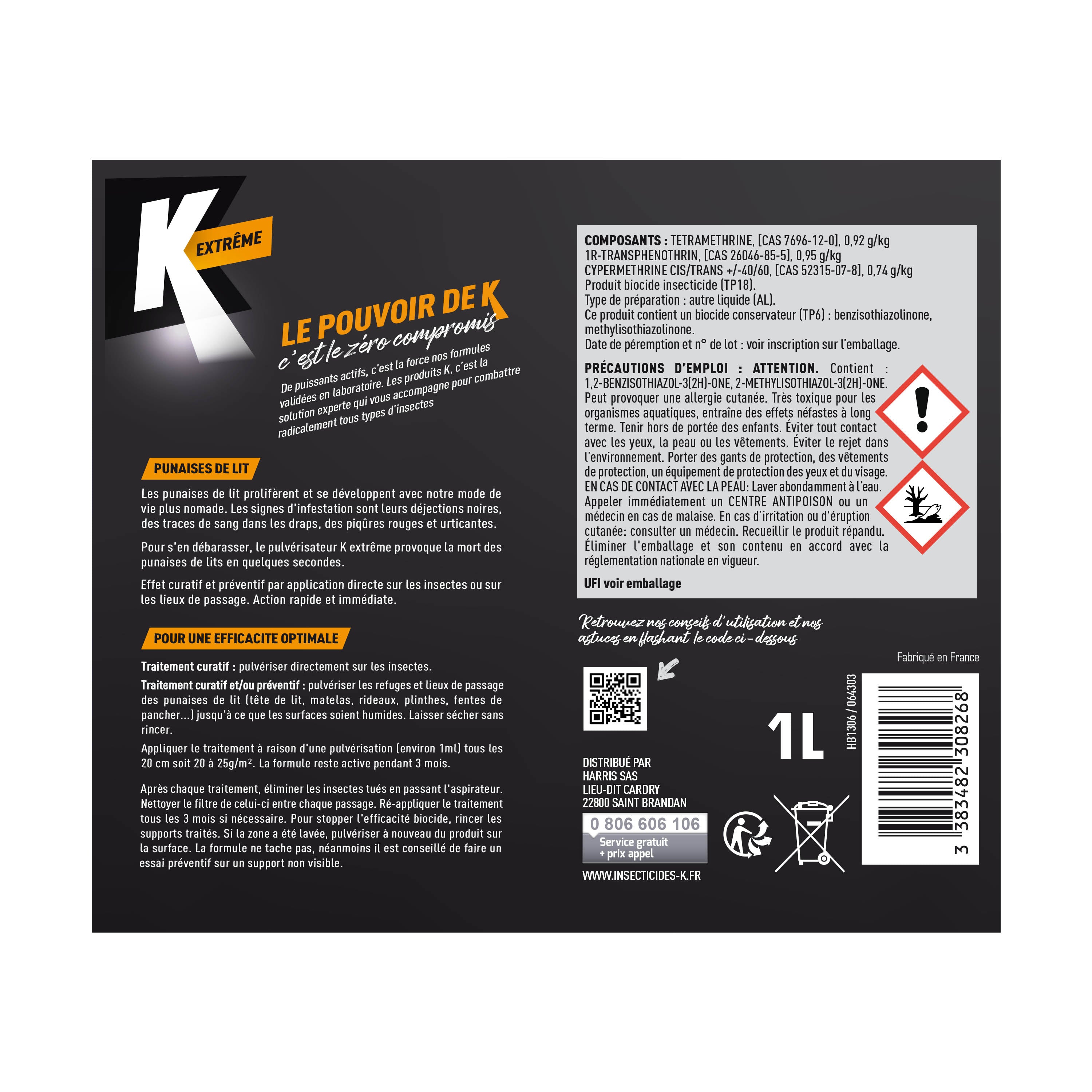 K - K Extrême pulvérisateur punaises de lit 1L