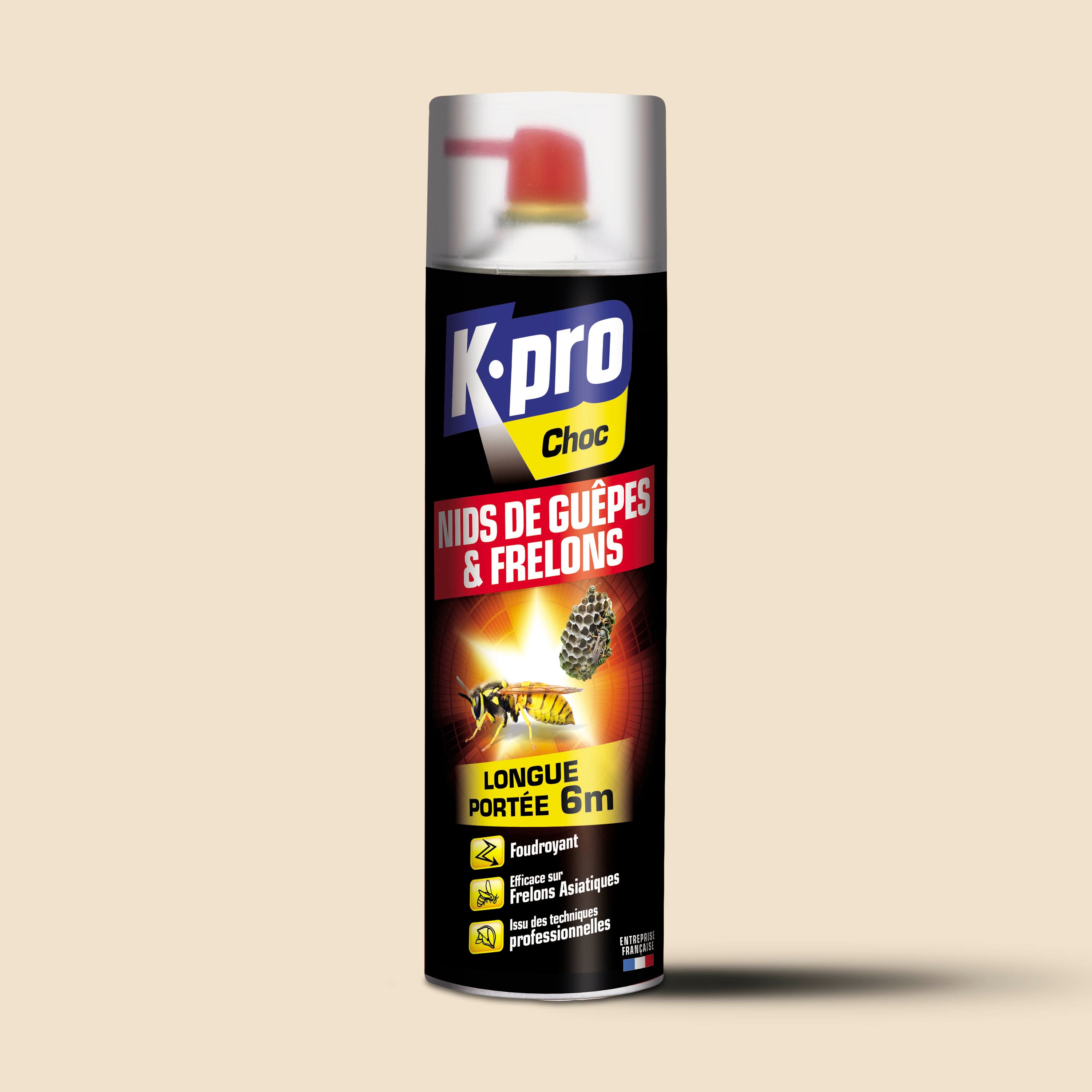 K.PRO - Aérosol foudroyant choc nids de guêpes et frelons 500ml