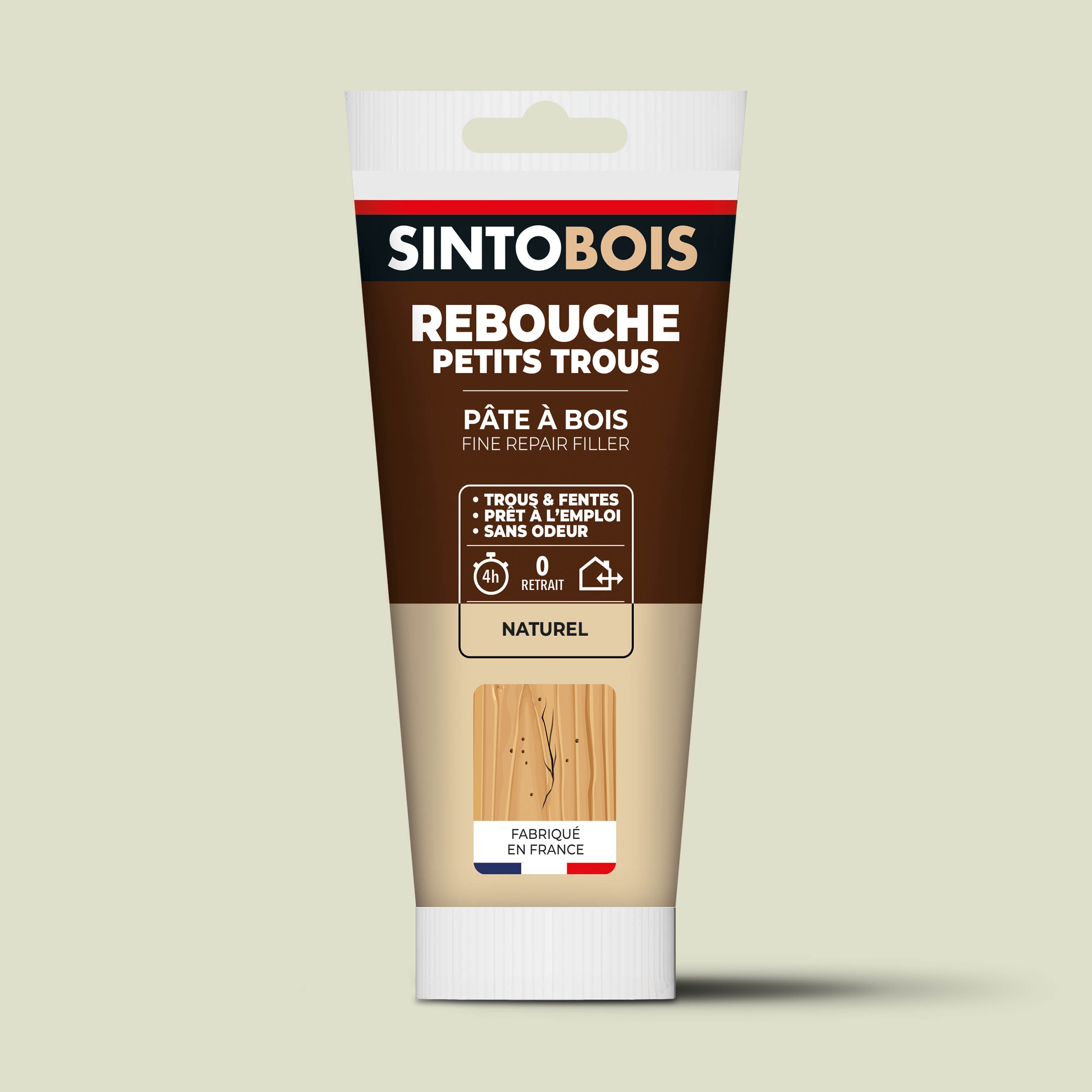 SINTO - Rebouche imperfections -  Pâte à bois naturel 80g Blanc