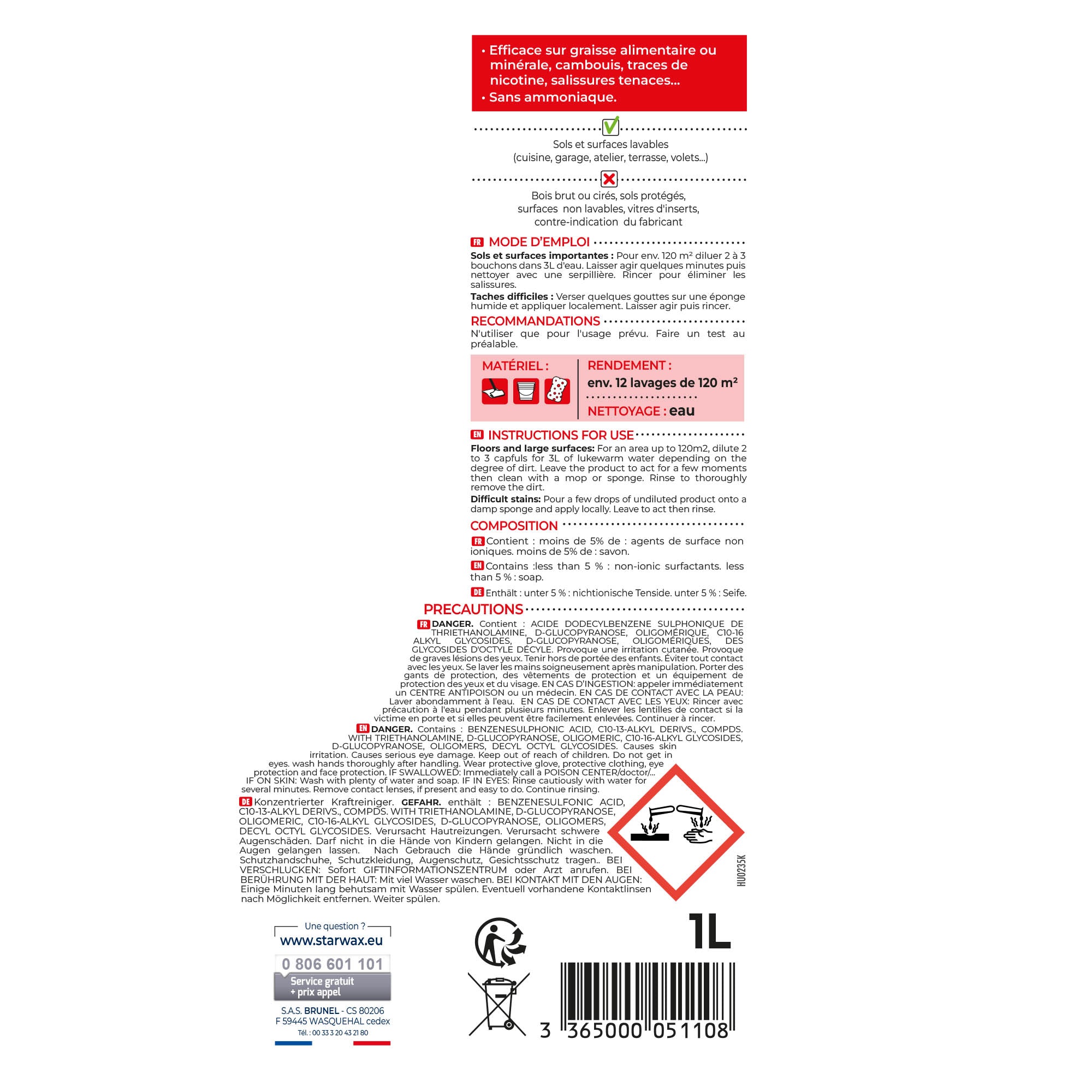 STARWAX - Décrassant surpuissant concentré 1L