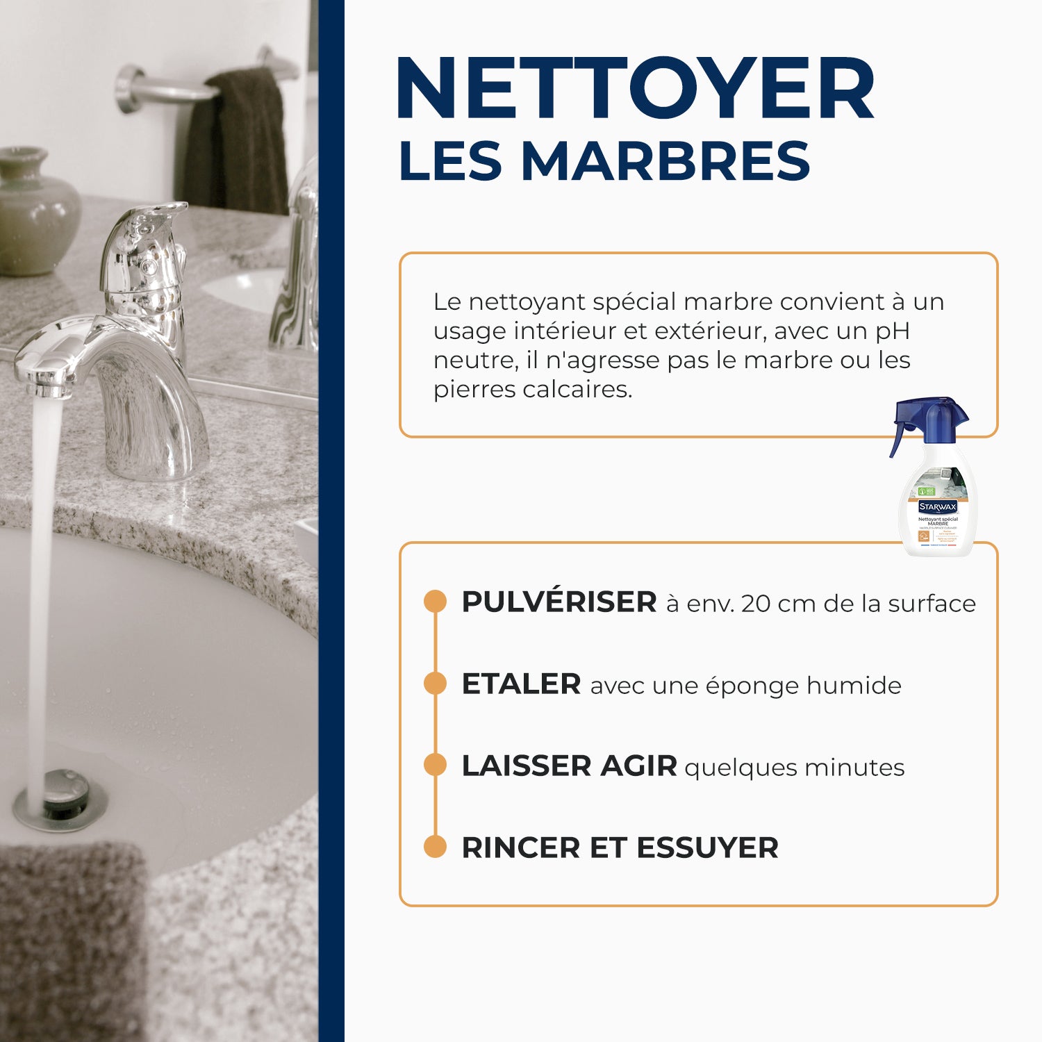 STARWAX - Nettoyant raviveur pour marbre et pierres naturelles 250ml