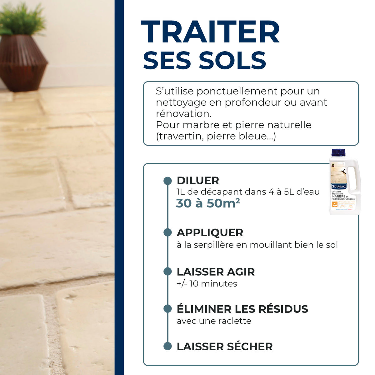 STARWAX - Décapant dégraissant Marbre et pierres naturelles 1L
